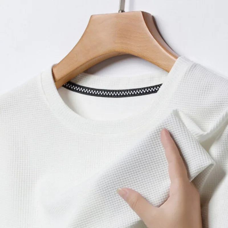 Chemise à col rond à manches courtes en coton style décontracté pour hommes