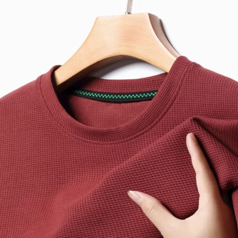 Chemise à col rond à manches courtes en coton style décontracté pour hommes