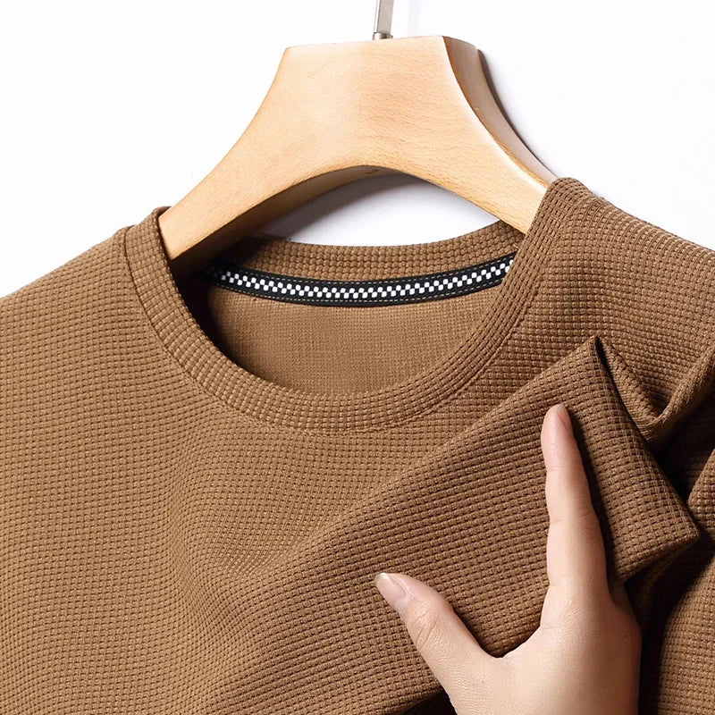 Chemise à col rond à manches courtes en coton style décontracté pour hommes