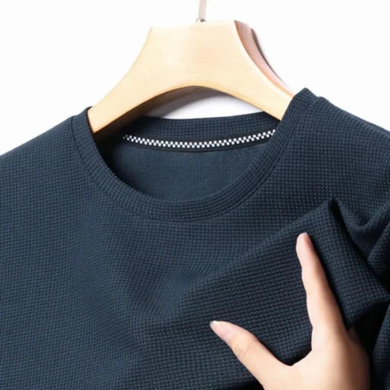 Chemise à col rond à manches courtes en coton style décontracté pour hommes