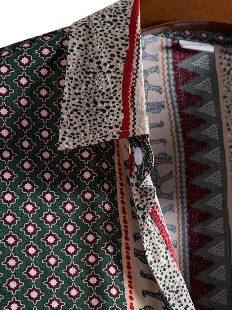 Chemise à imprimé éléphant géométrique – Vêtements uniques pour hommes