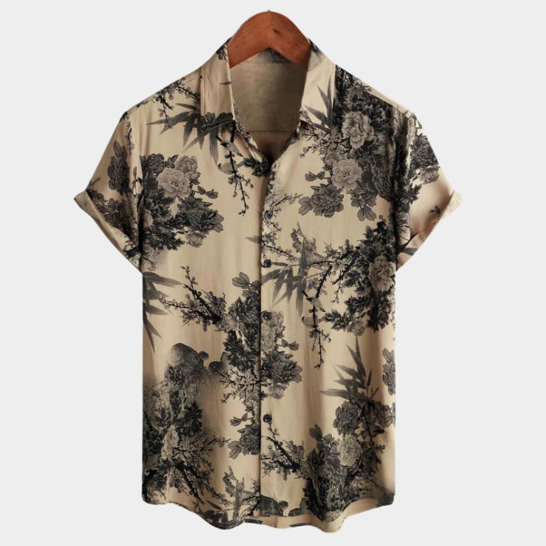 Chemise boutonnée à imprimé floral – Tenue d'été décontractée pour homme
