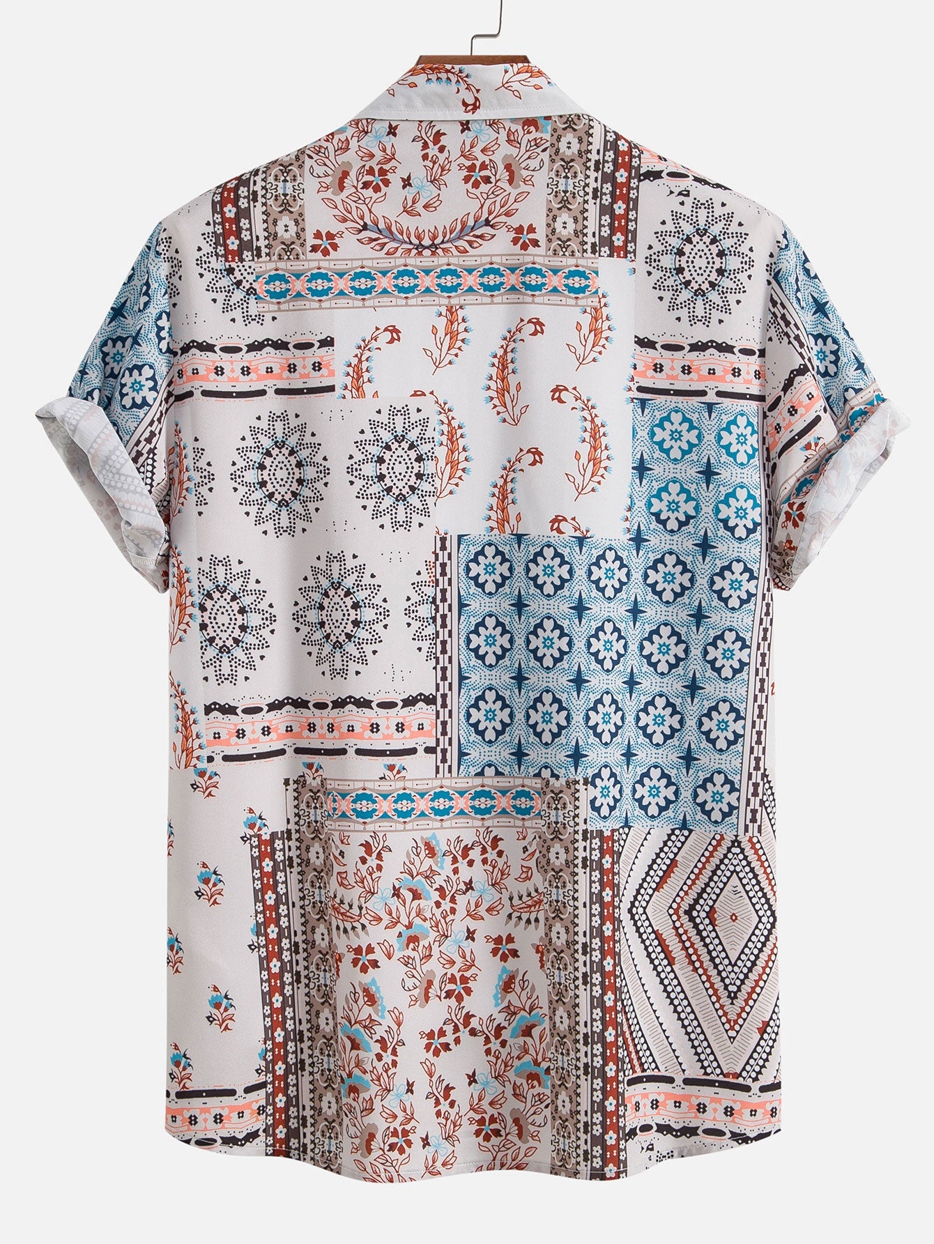 Chemise boutonnée à imprimé foulard – Chemisier baroque élégant pour homme