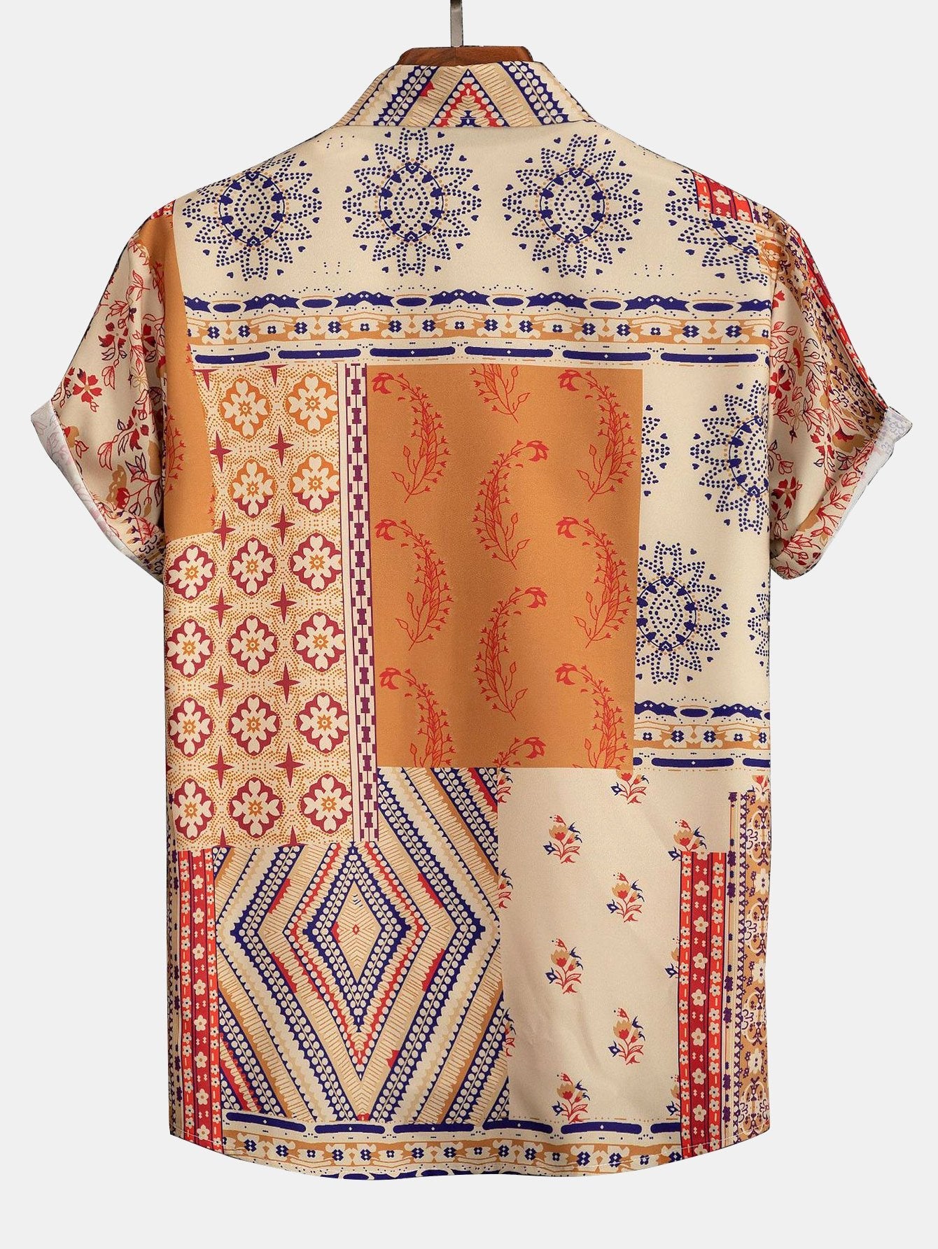 Chemise boutonnée à imprimé foulard – Chemisier baroque élégant pour homme