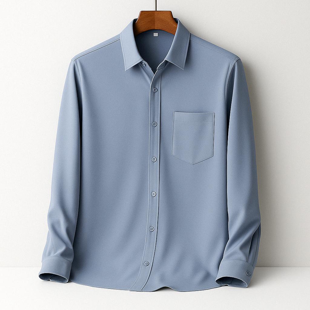 Chemise boutonnée à manches longues pour homme – Coupe douce et extensible