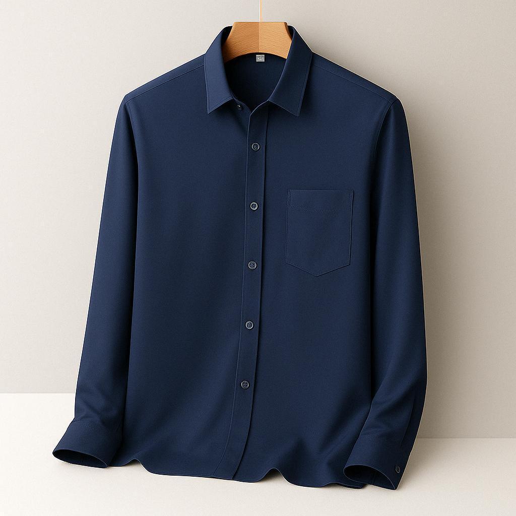 Chemise boutonnée à manches longues pour homme – Coupe douce et extensible