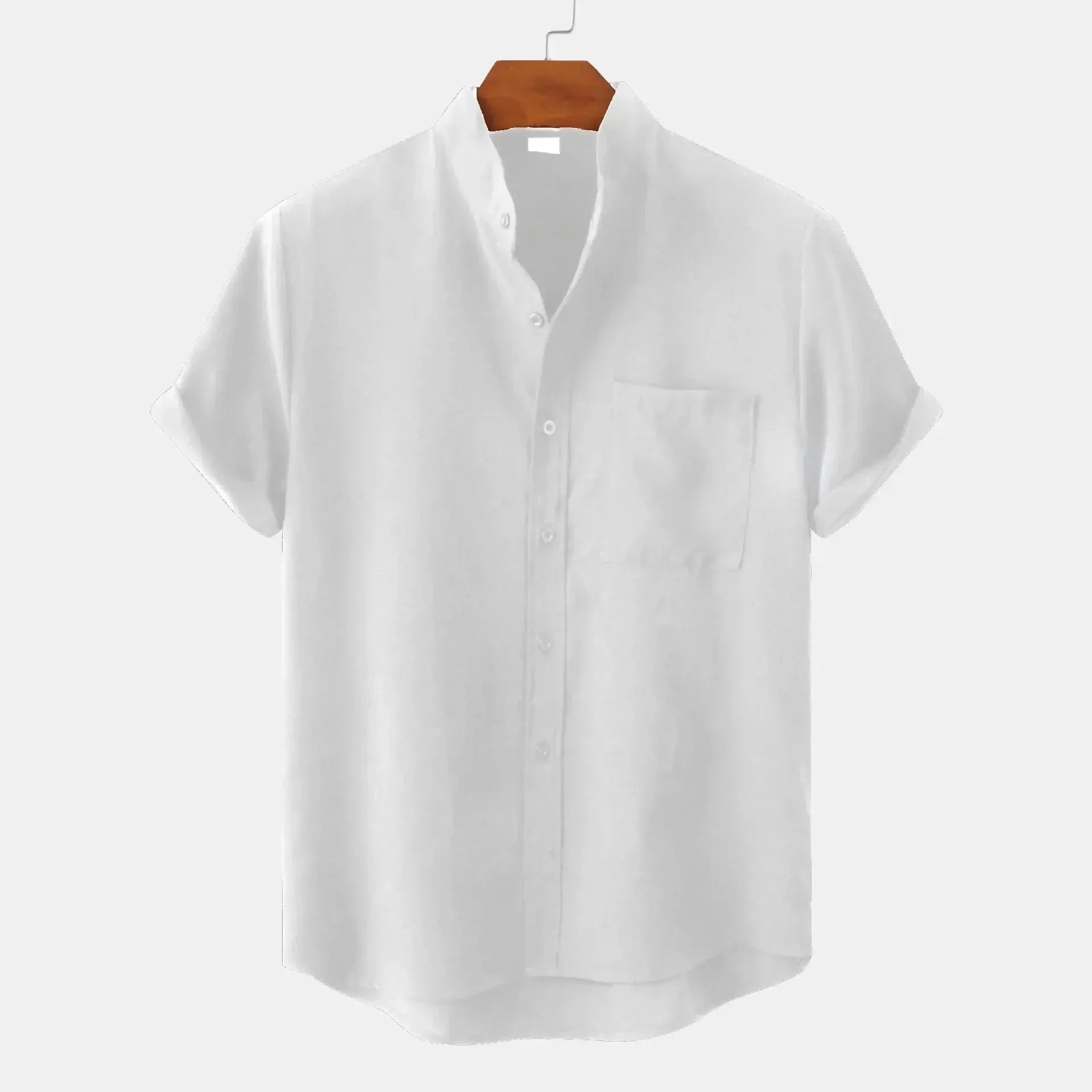 Chemise boutonnée en lin pour homme – Tenue d'été décontractée sans col