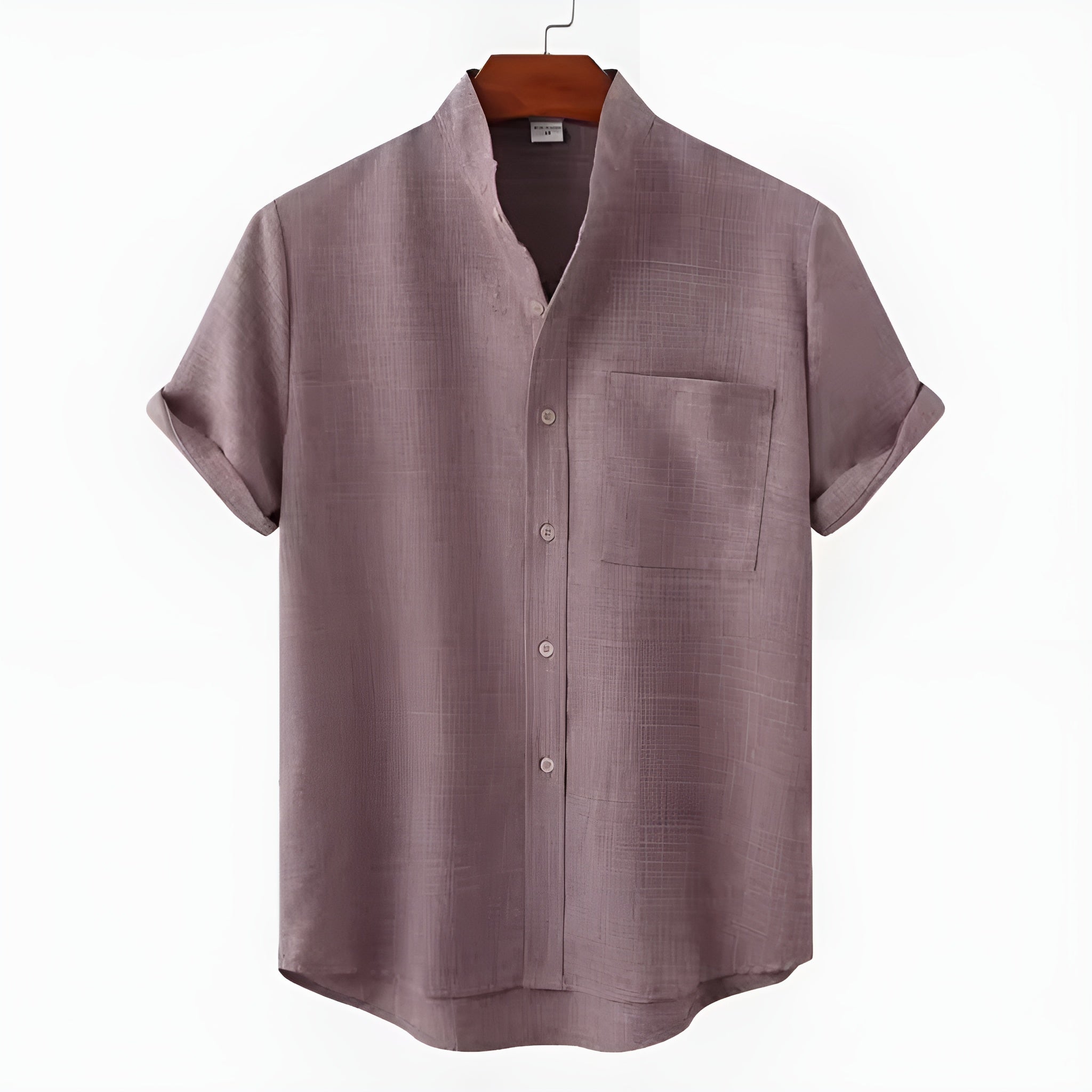 Chemise boutonnée en lin pour homme – Tenue d'été décontractée sans col