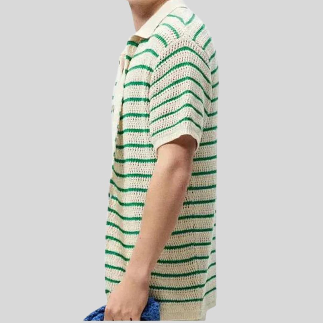 Chemise boutonnée en tricot – Haut respirant à manches courtes pour homme