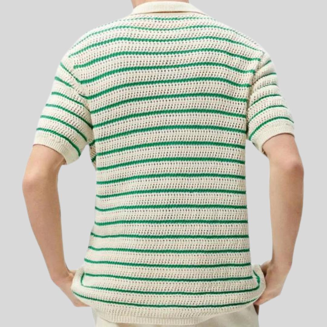Chemise boutonnée en tricot – Haut respirant à manches courtes pour homme