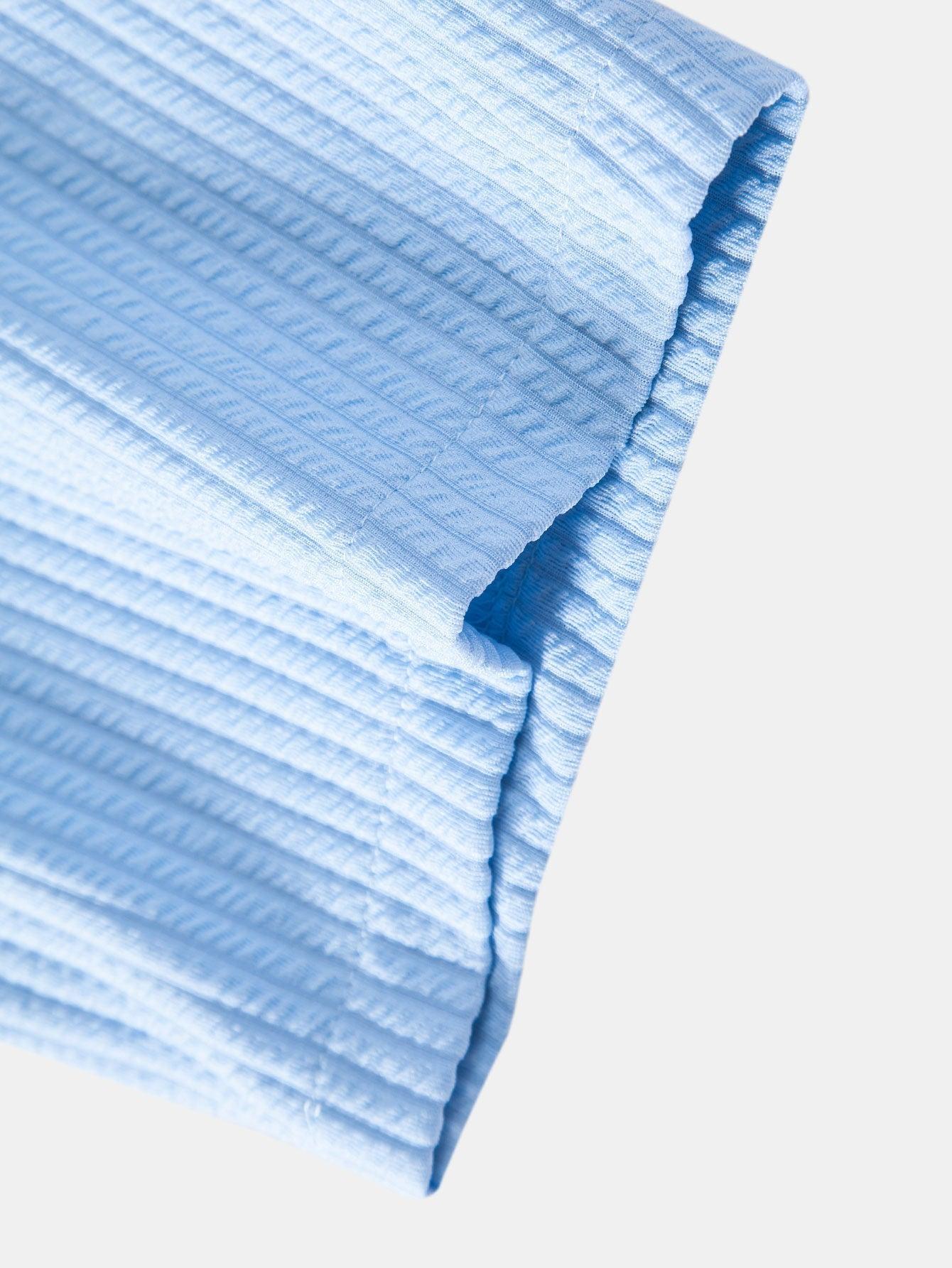 Chemise côtelée à col montant – Coupe ajustée, manches courtes pour homme