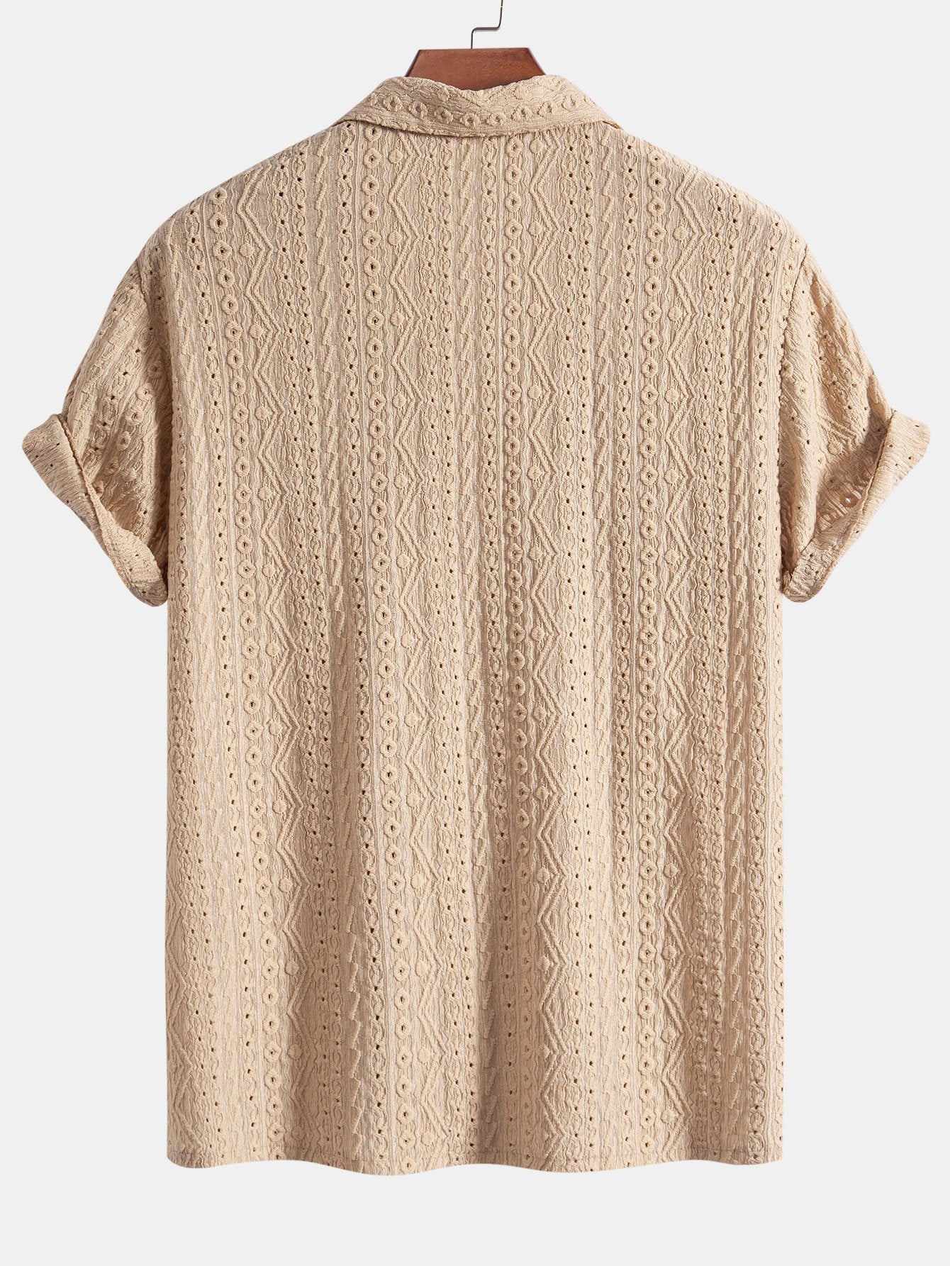 Chemise cubaine en jacquard géométrique – Vêtements d'été élégants pour hommes