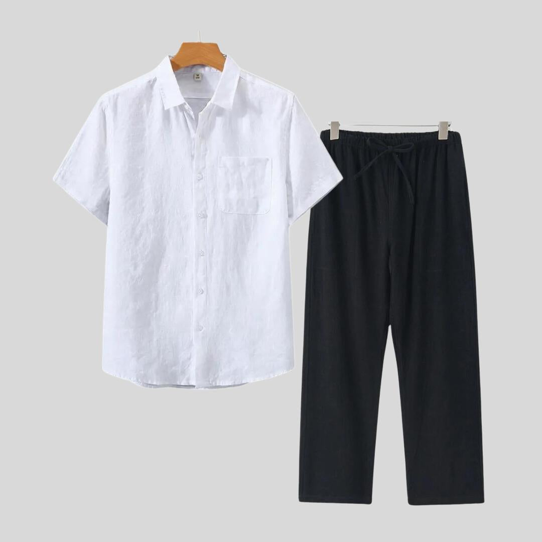 Chemise et pantalon en lin de luxe – Ensemble décontracté d'été léger pour homme