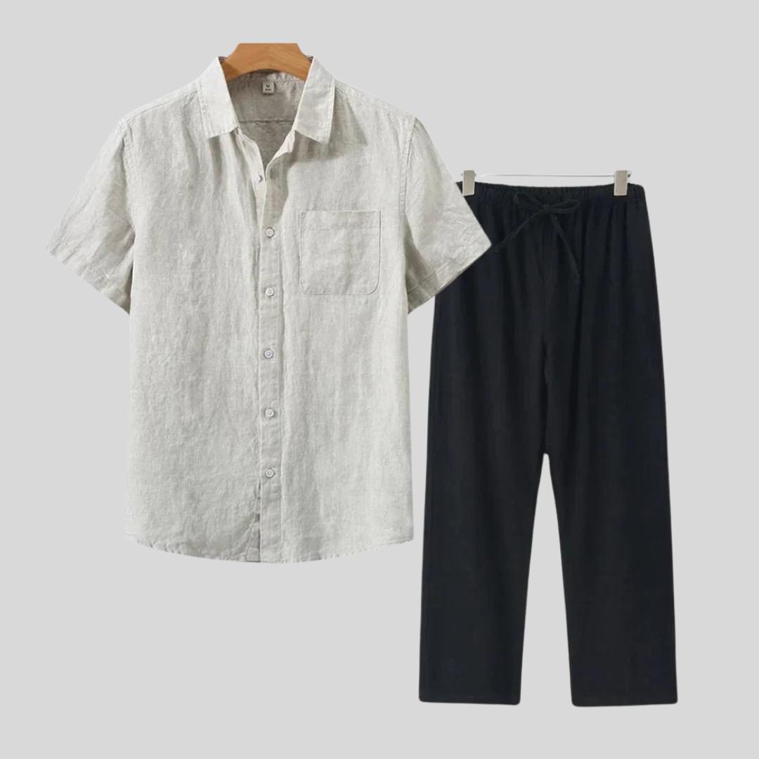 Chemise et pantalon en lin de luxe – Ensemble décontracté d'été léger pour homme