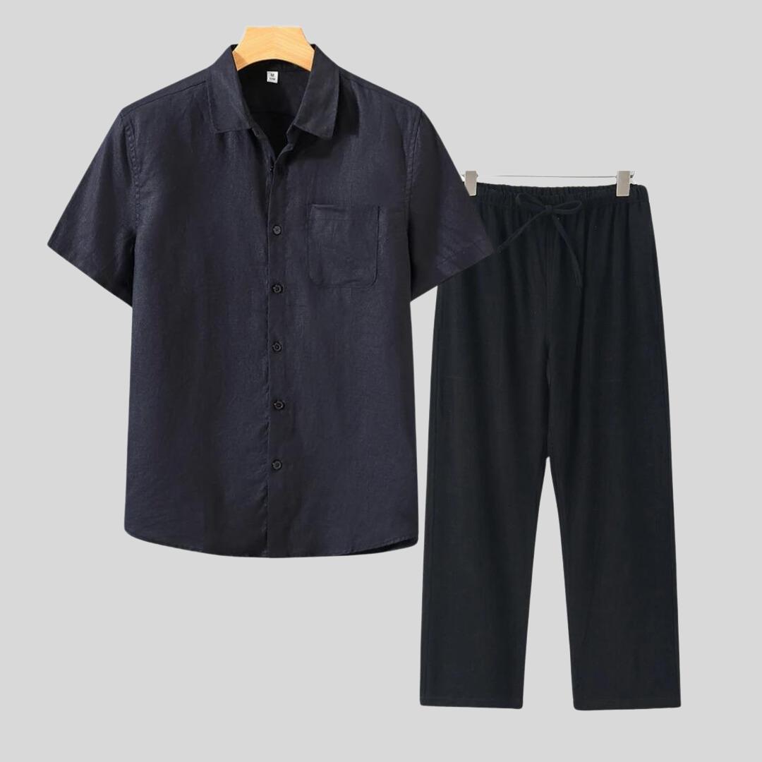 Chemise et pantalon en lin de luxe – Ensemble décontracté d'été léger pour homme
