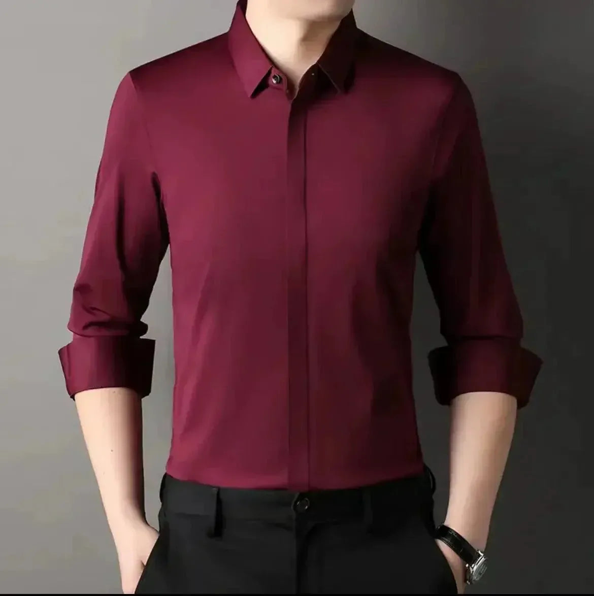 Chemise infroissable en coton mercerisé – Coupe slim pour homme
