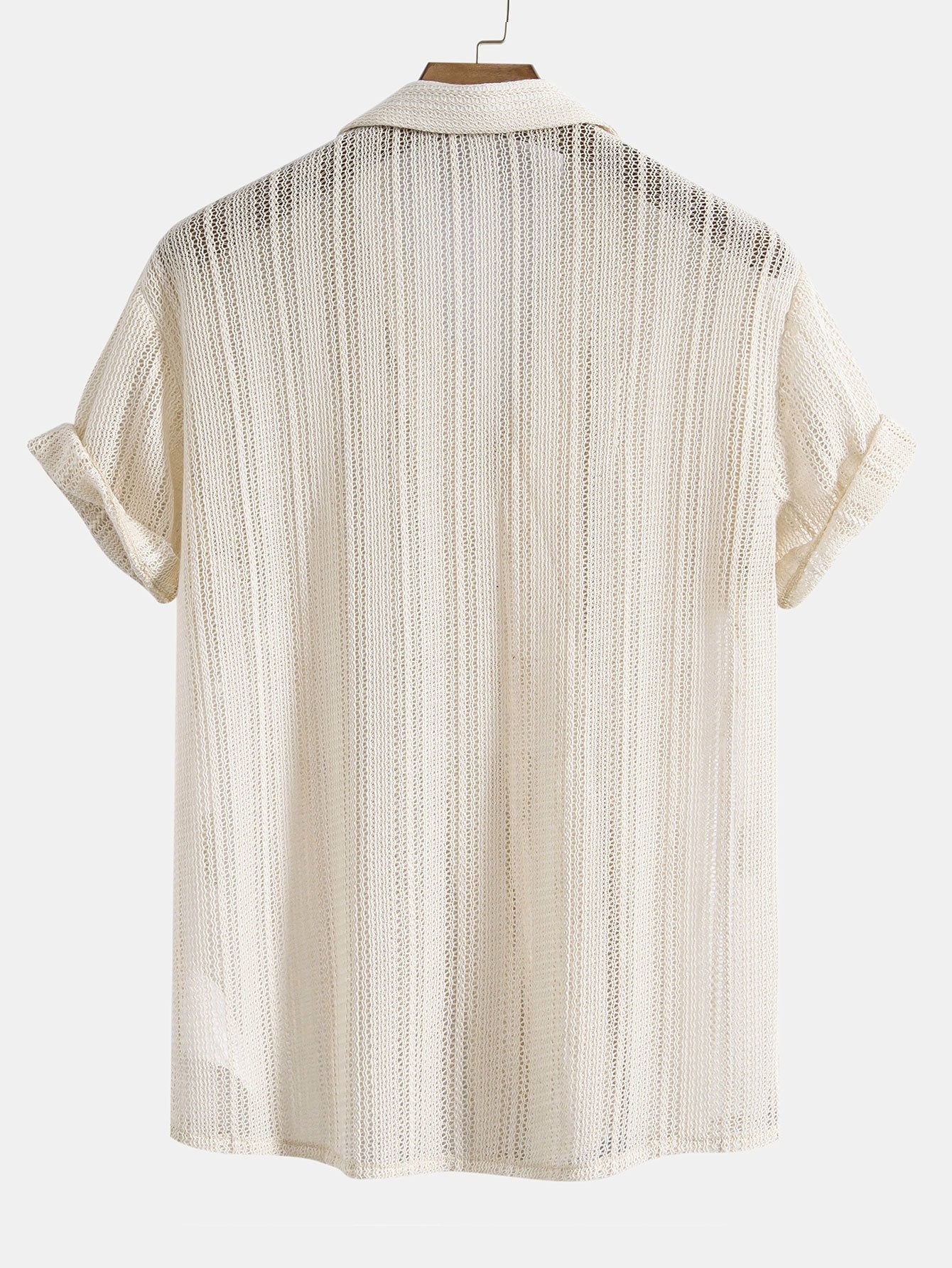 Chemise texturée à col cubain – Tenue décontractée d'été à manches courtes pour homme