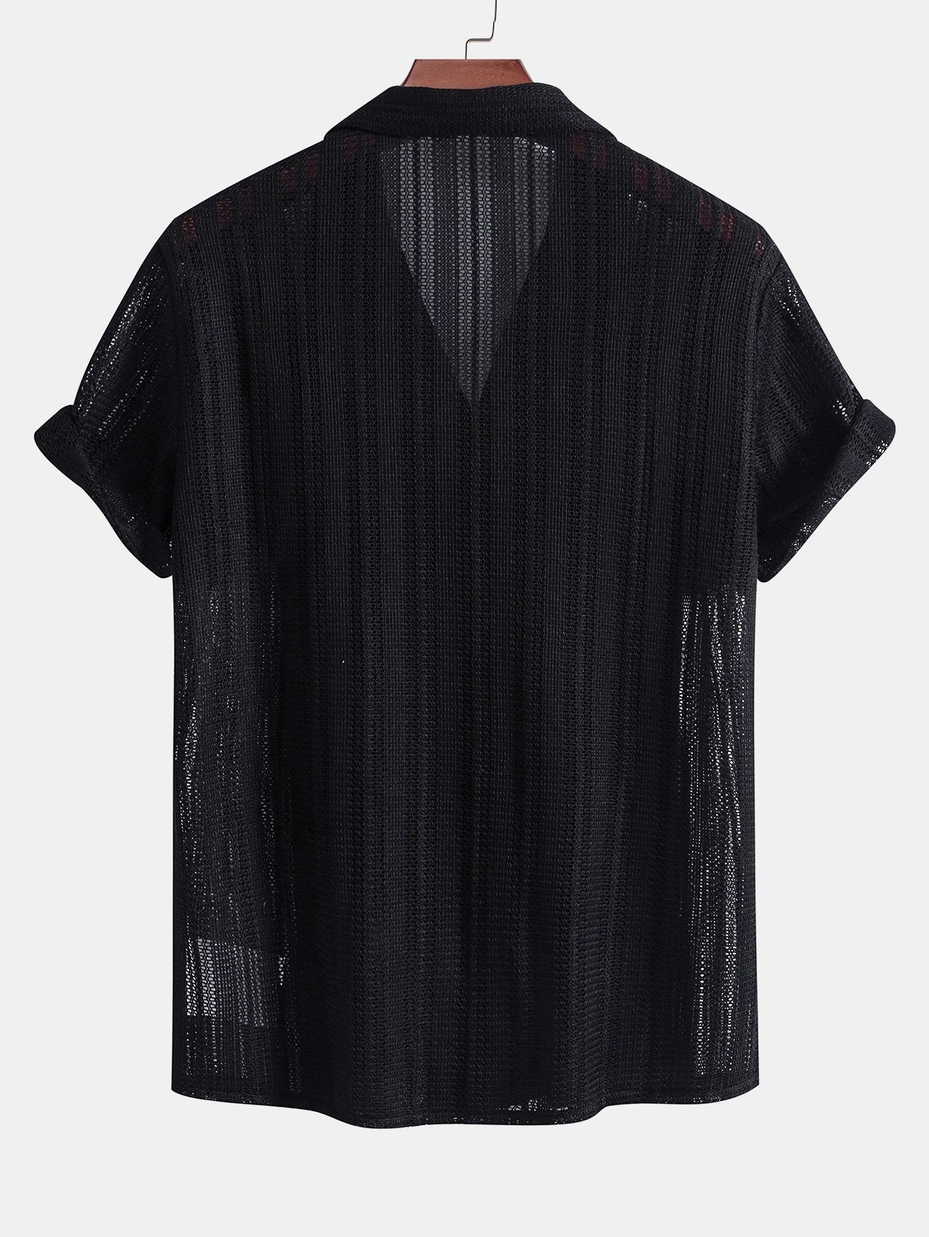 Chemise texturée à col cubain – Tenue décontractée d'été à manches courtes pour homme