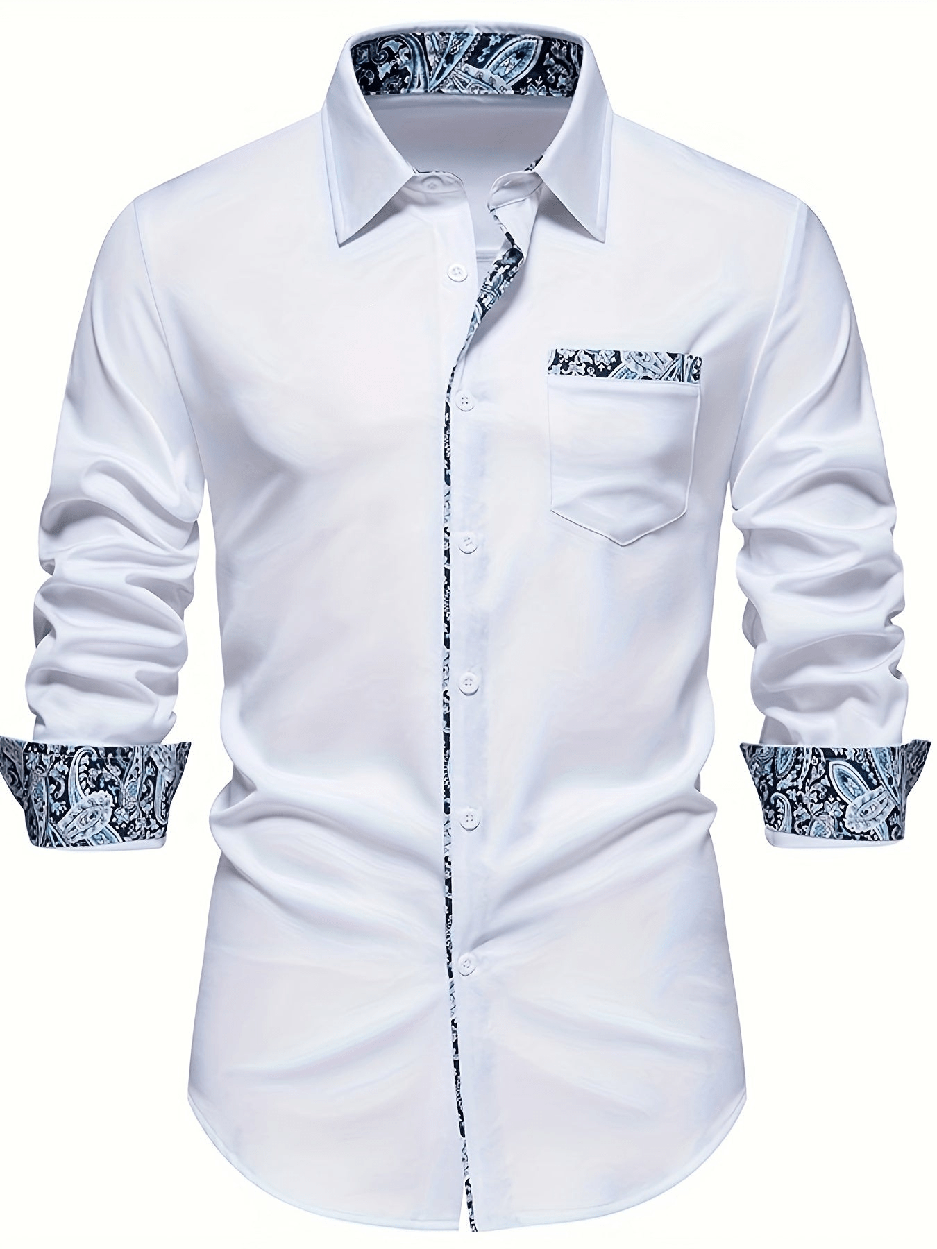 Chemise à manches longues pour homme à motif cachemire, confectionnée dans un matériau de haute qualité. 1