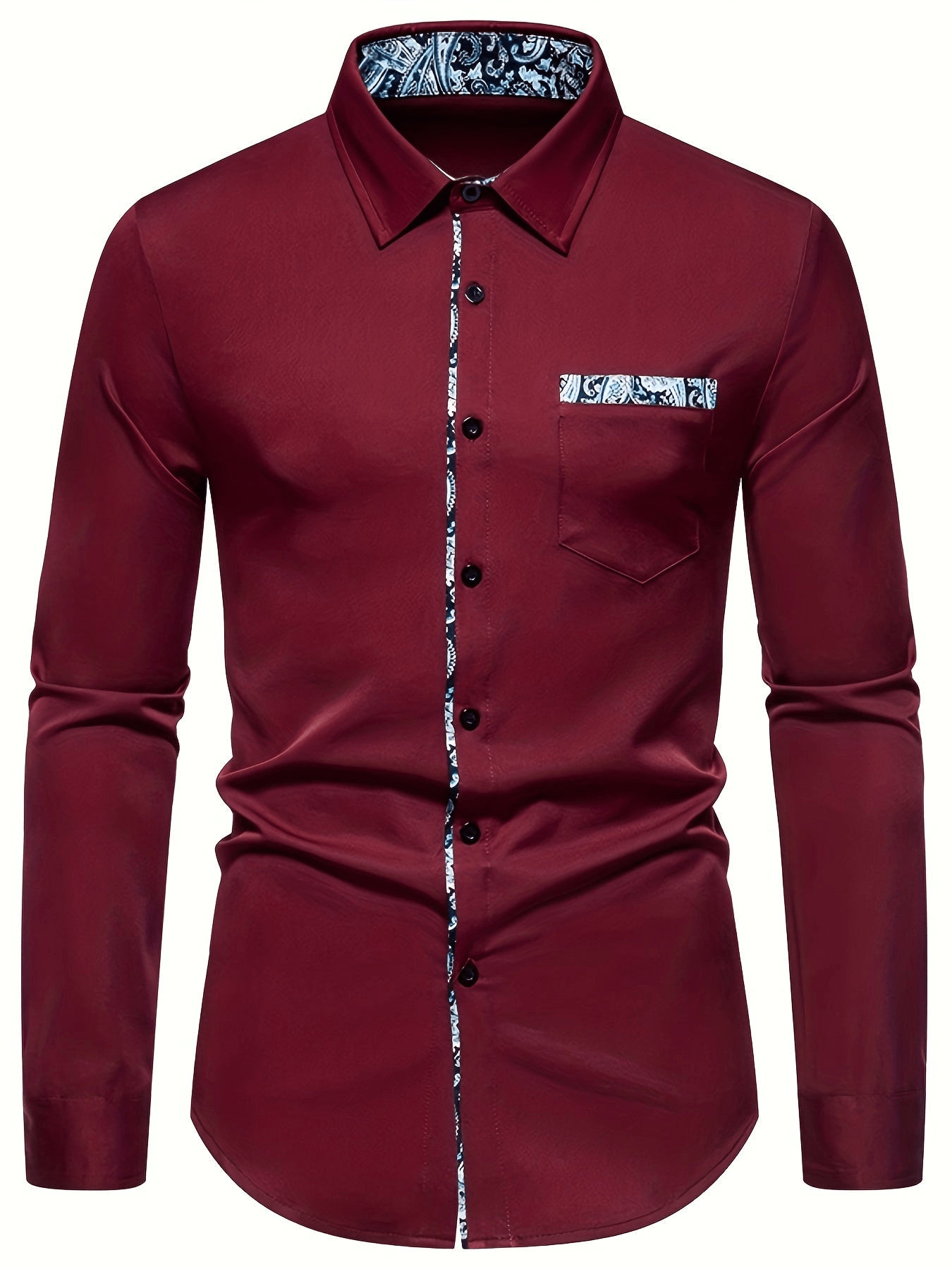 Chemise à manches longues pour homme à motif cachemire, confectionnée dans un matériau de haute qualité. 4