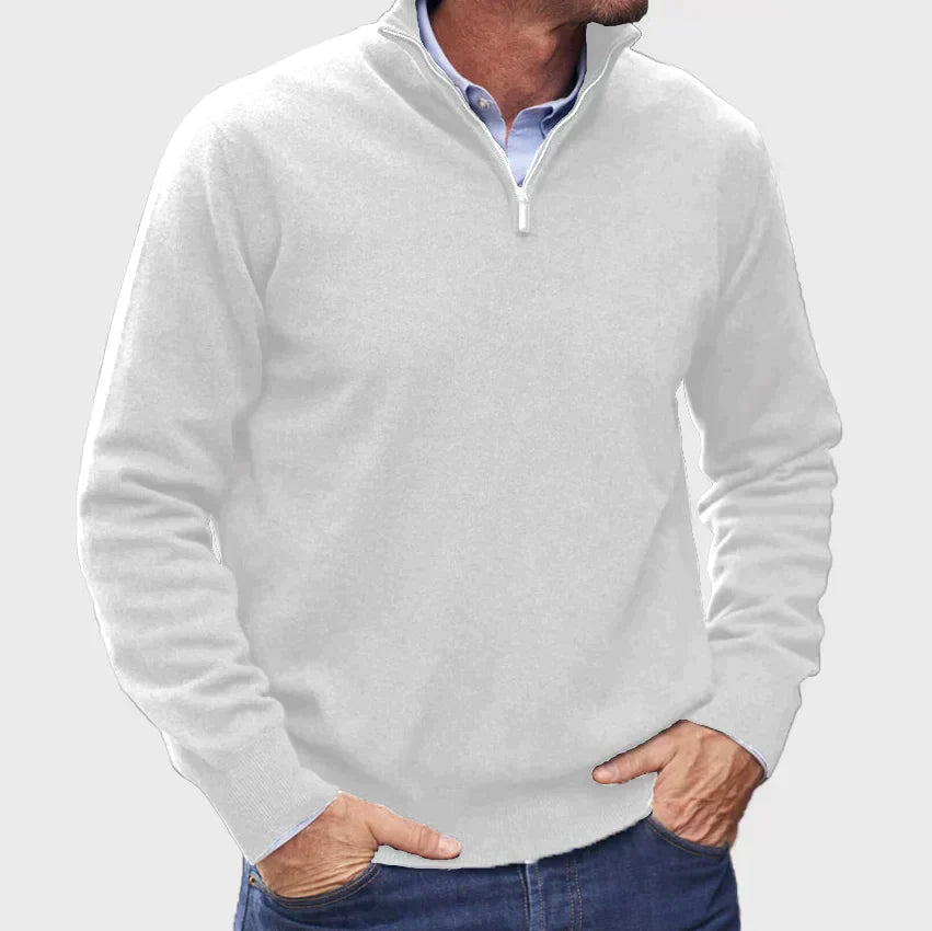 Pull zippé en cachemire italien – Élégance de luxe pour homme