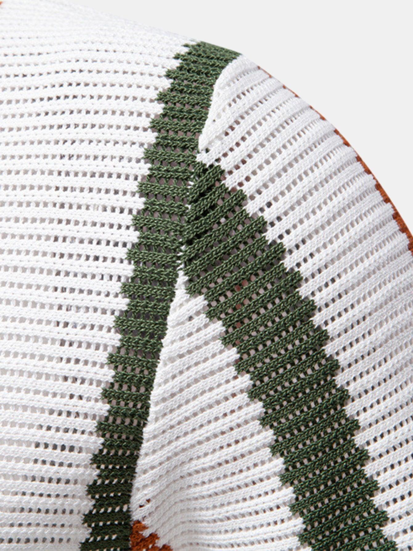 Ensemble Polo Rayé Col V en Maille & Pantalon Lin Homme – Été Chic