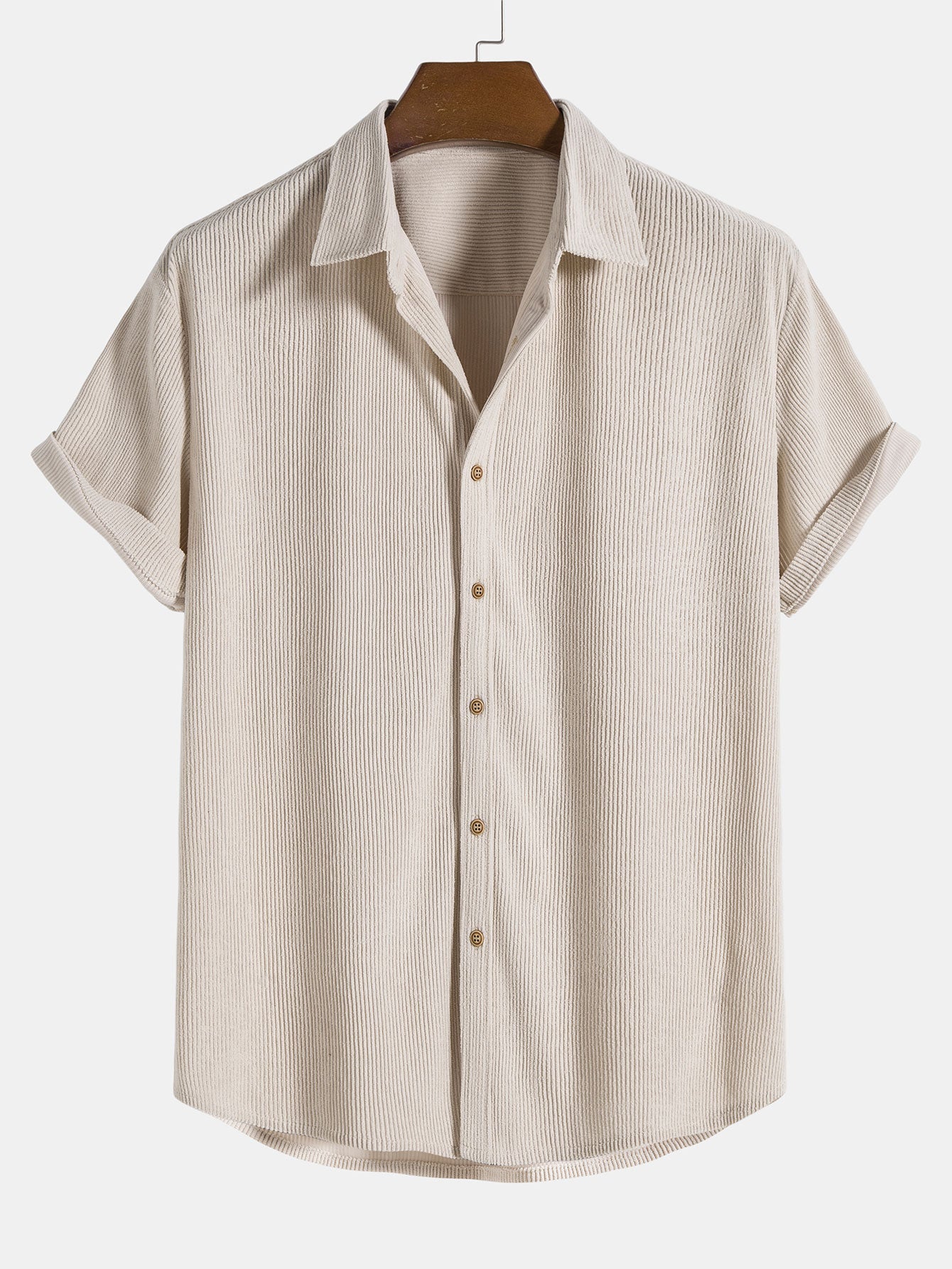 Ensemble chemise boutonnée et short en velours côtelé – Tenue d'été décontractée