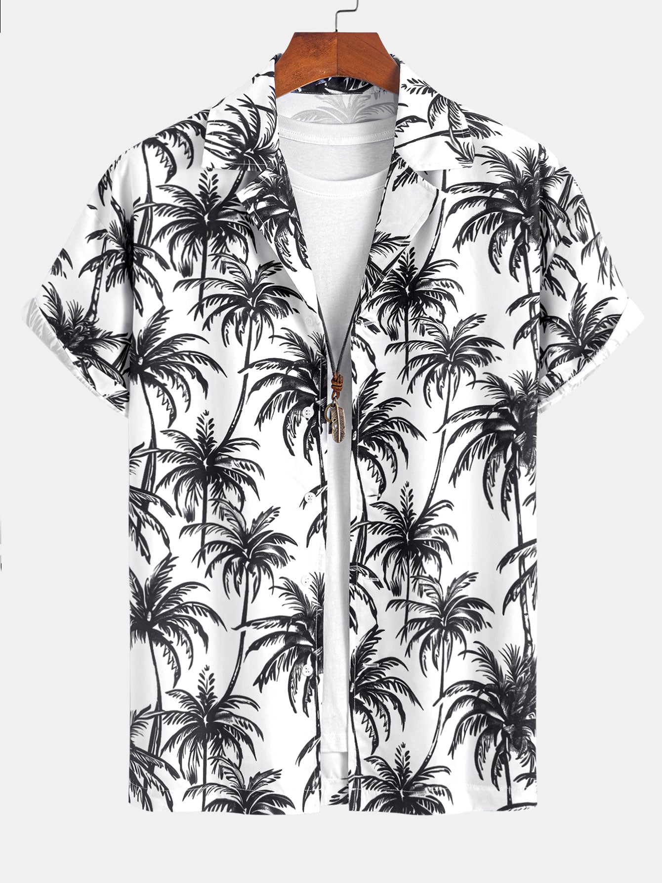 Ensemble chemise boutonnée et short imprimé palmiers – Ensemble d'été pour homme
