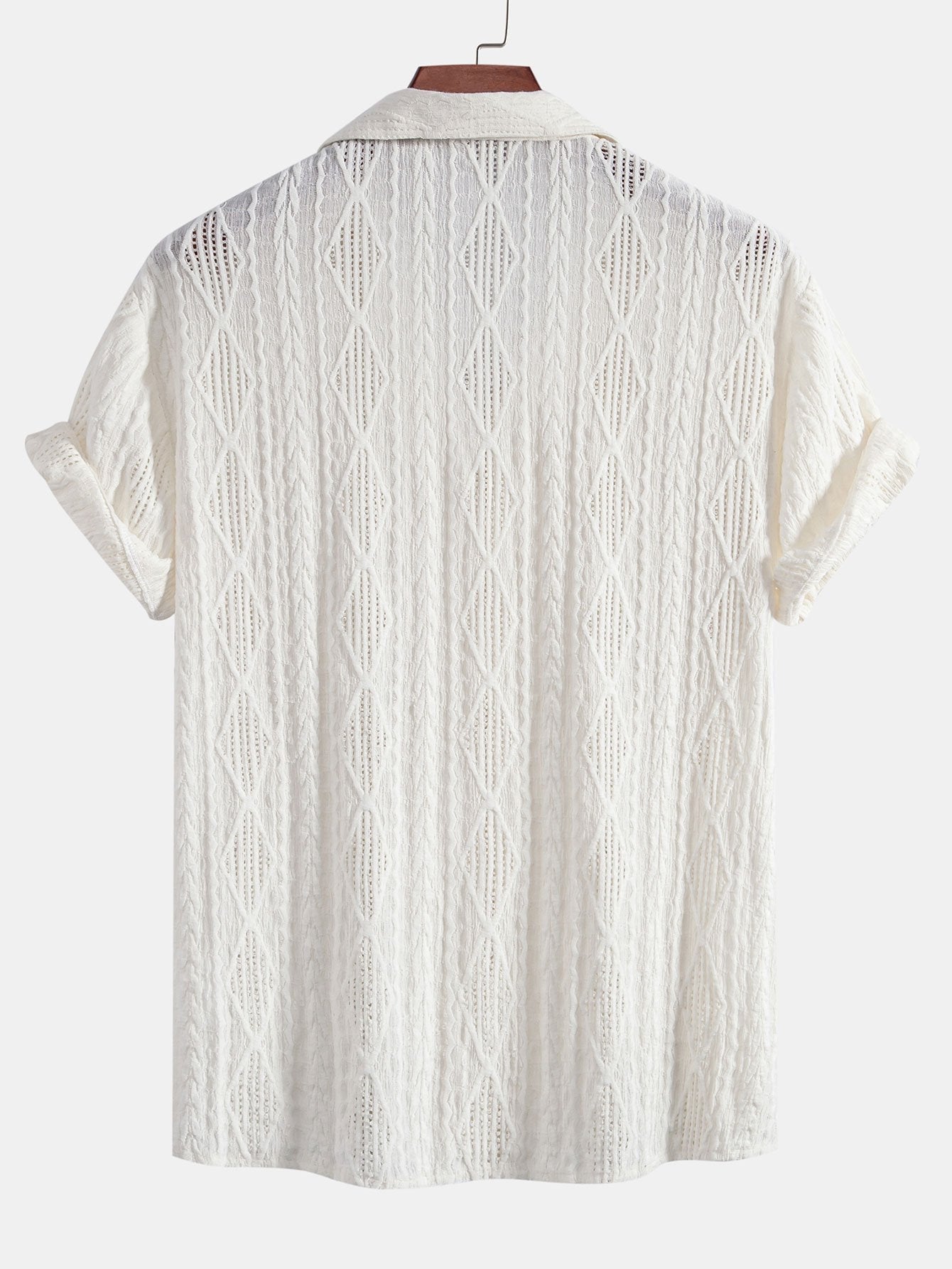 Ensemble chemise cubaine en jacquard géométrique et short froissé à cordon de serrage
