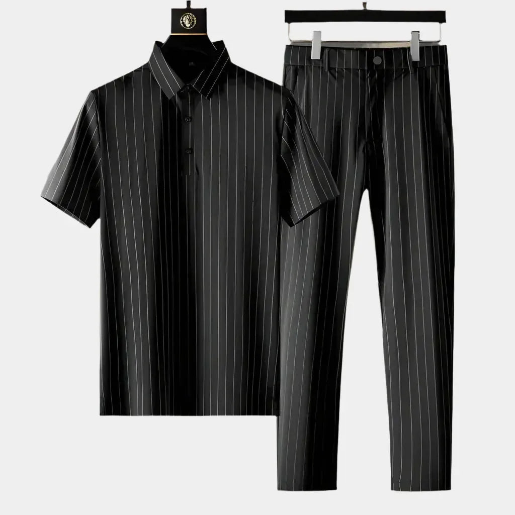Ensemble chemise et pantalon à fines rayures – Ensemble d'été léger pour homme