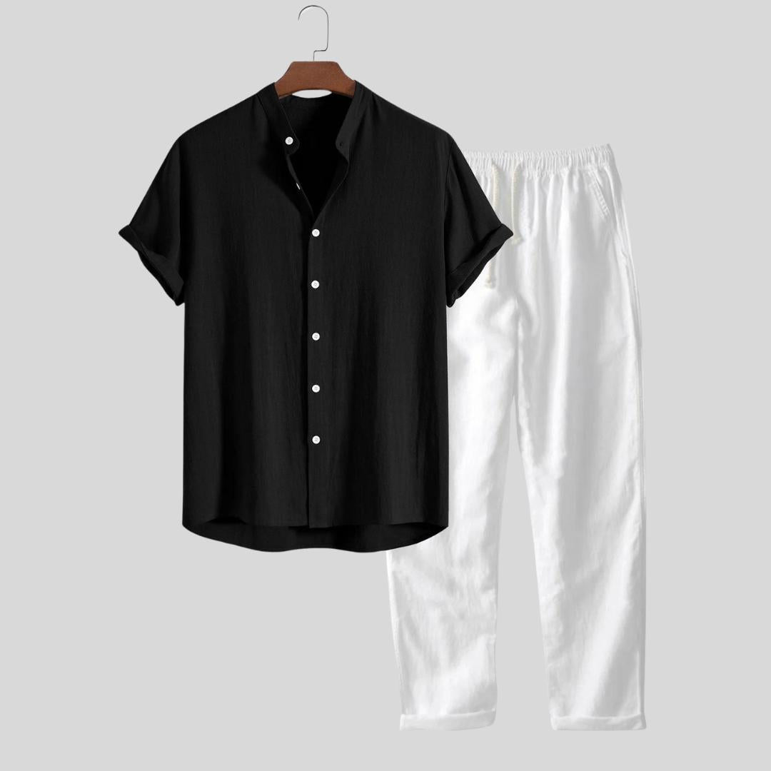 Ensemble chemise et pantalon en lin de luxe pour homme – Vêtements d'été respirants