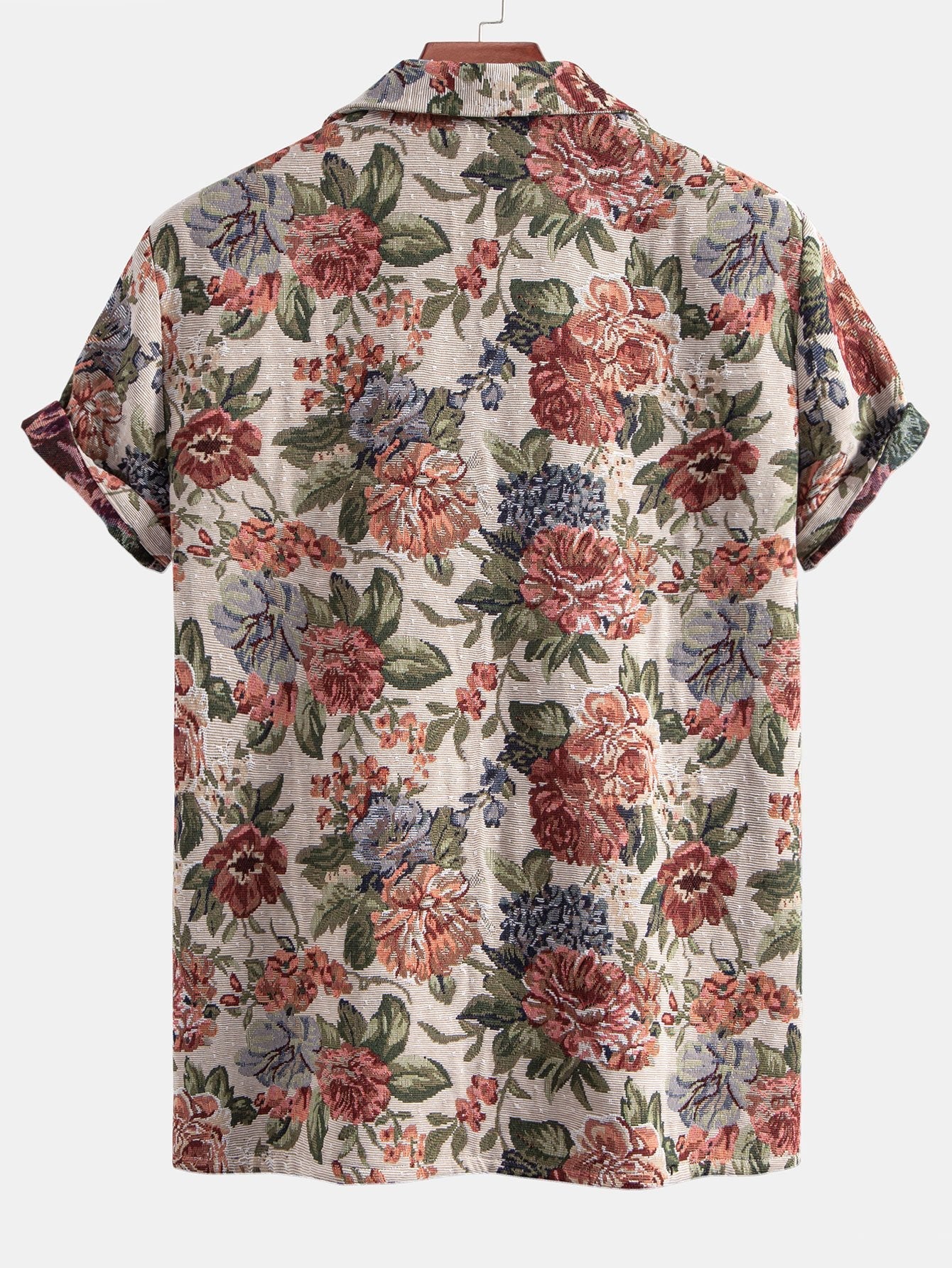 Ensemble chemise et short cubains en jacquard floral – Ensemble d'été pour homme