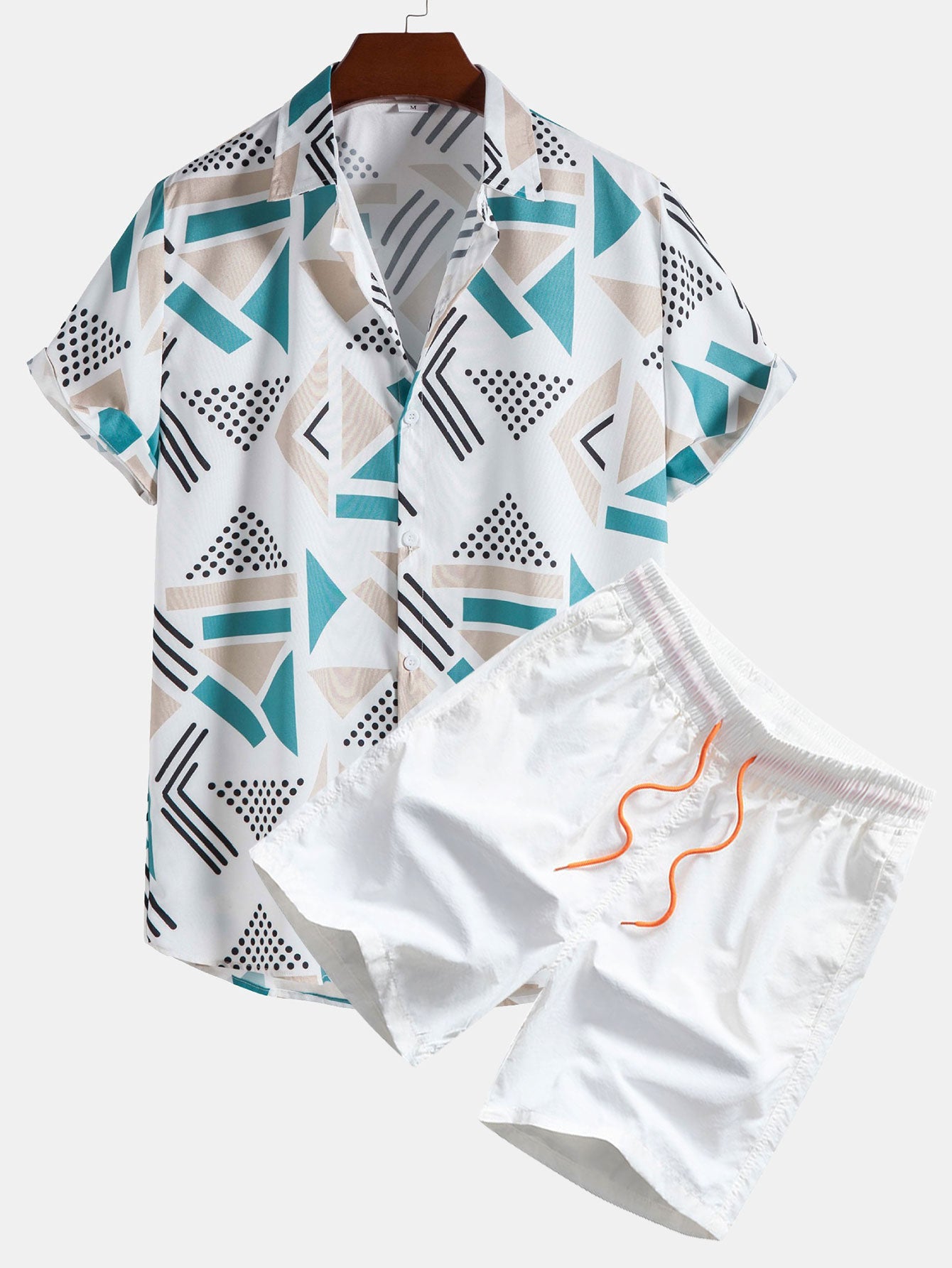 Ensemble chemise et short de bain à imprimé géométrique – Tenue de plage d'été