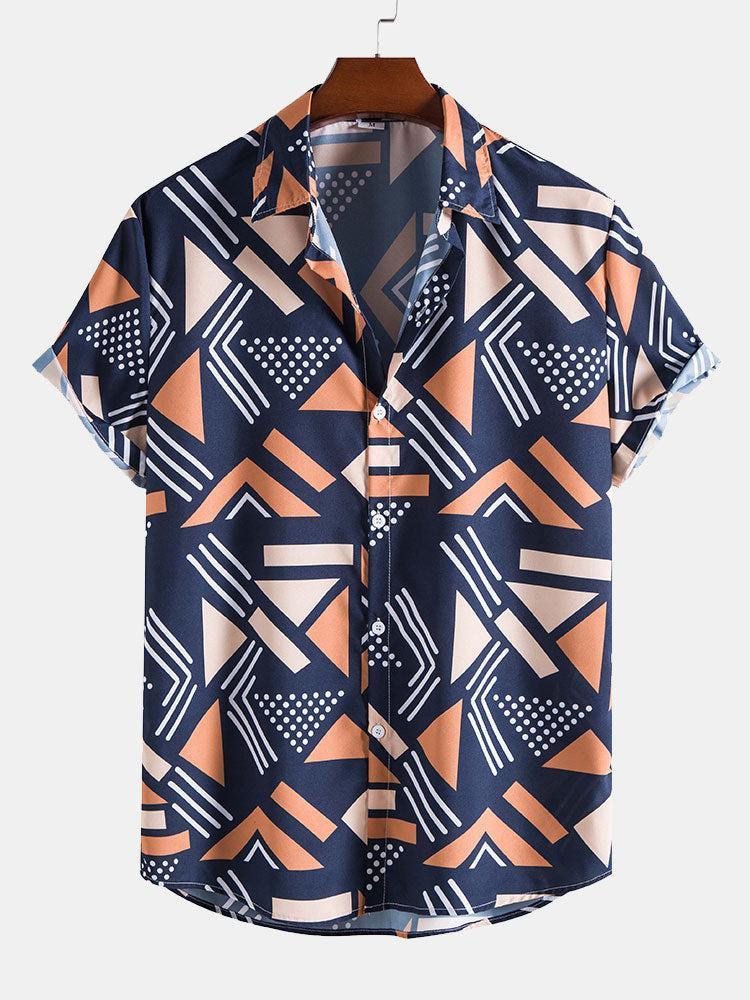 Ensemble chemise et short de bain à imprimé géométrique – Tenue de plage d'été