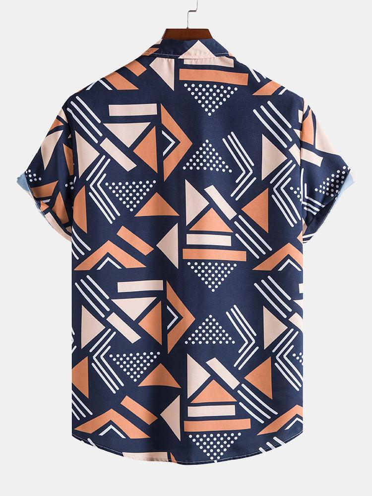 Ensemble chemise et short de bain à imprimé géométrique – Tenue de plage d'été