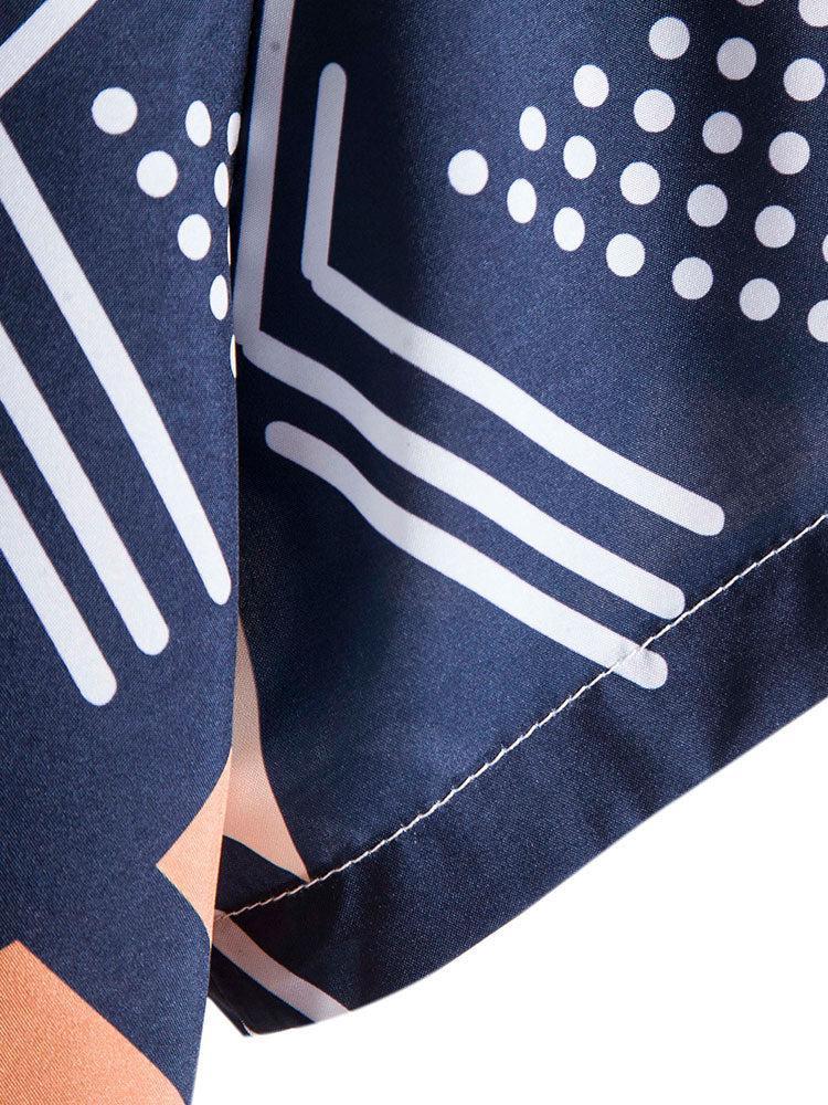 Ensemble chemise et short de bain à imprimé géométrique – Tenue de plage d'été