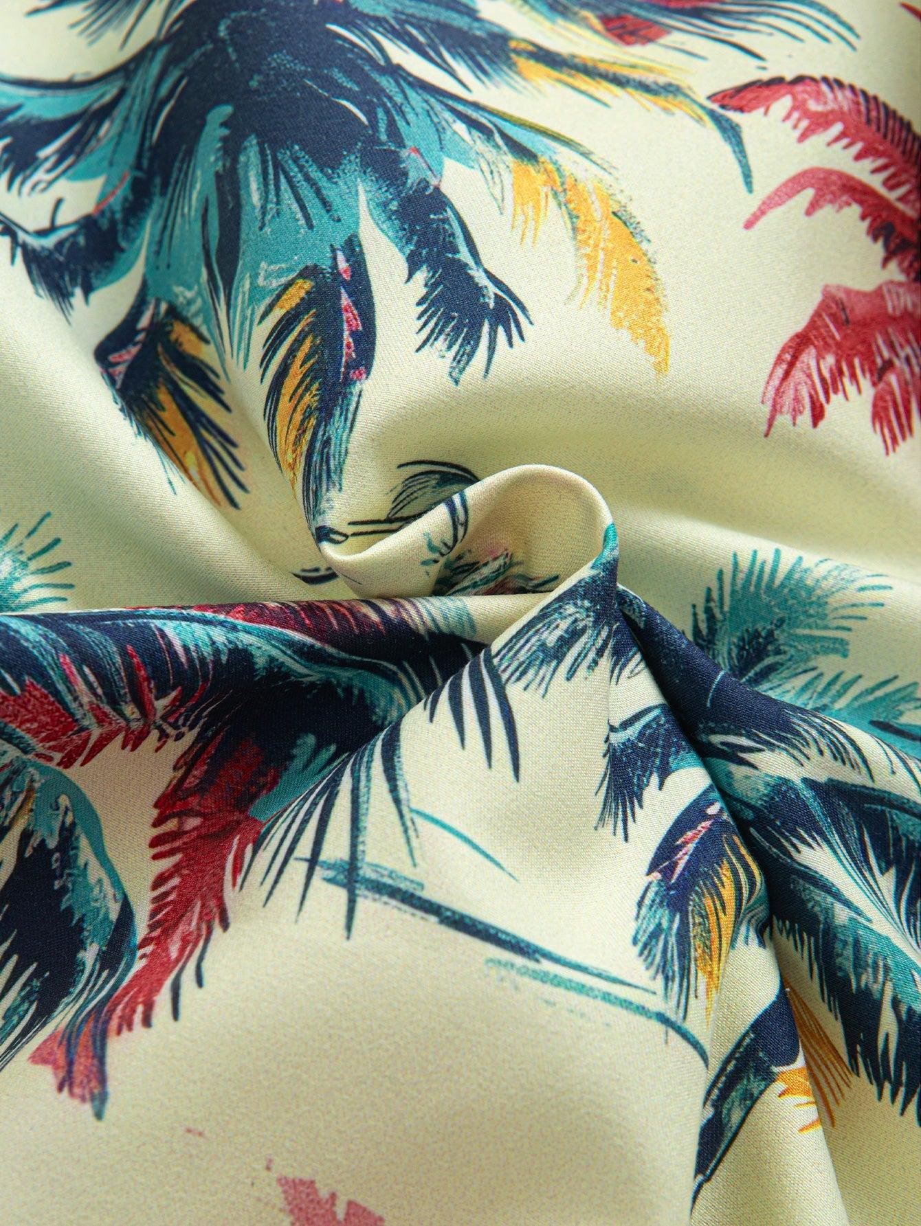 Ensemble chemise et short imprimé flamant rose et palmier – Tenue tropicale pour homme