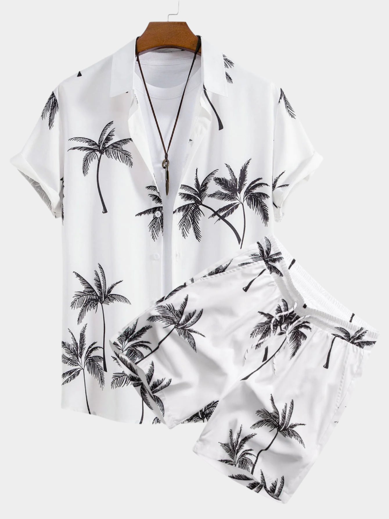 Ensemble chemise et short imprimé palmiers – Tenue d'été décontractée pour homme