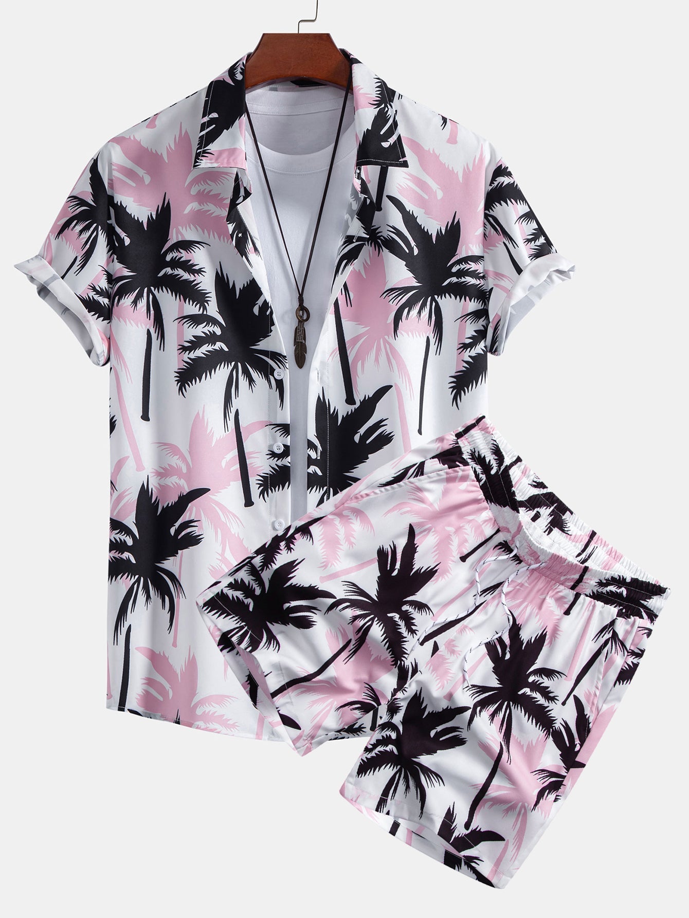 Ensemble chemise et short imprimé palmiers – Tenue d'été décontractée