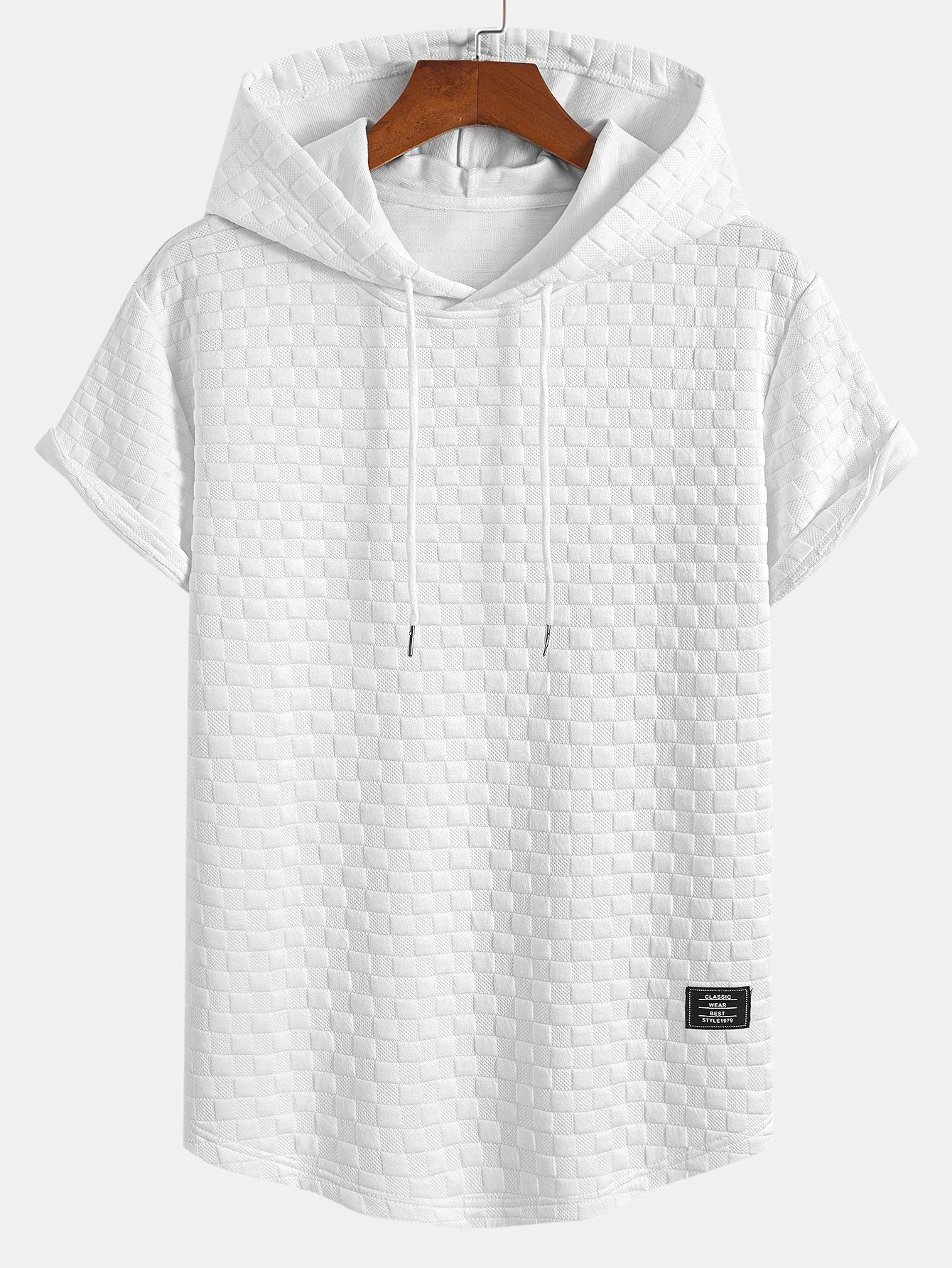 Ensemble sweat à capuche et short en jacquard à damier – Ensemble décontracté d'été