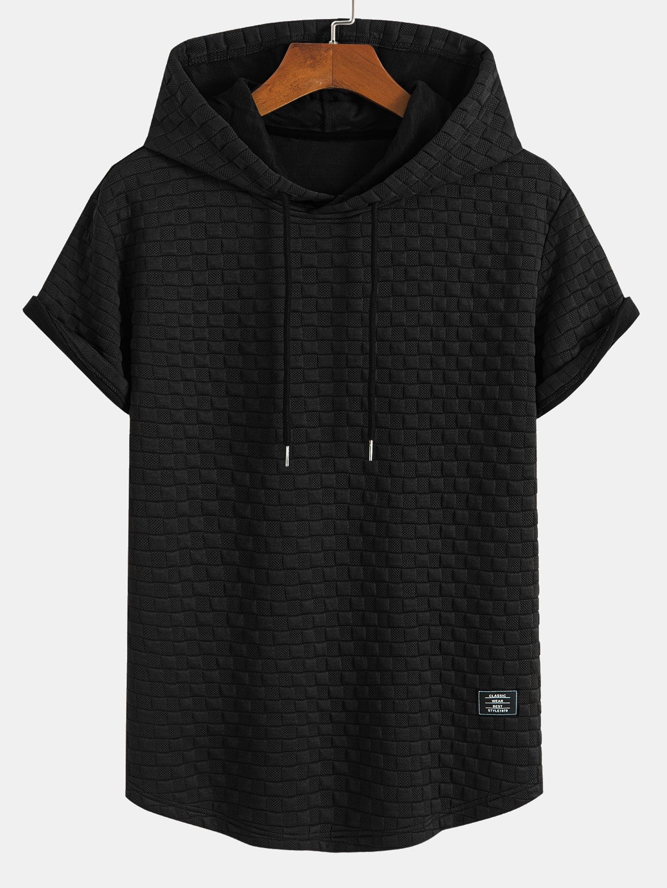 Ensemble sweat à capuche et short en jacquard à damier – Ensemble décontracté d'été