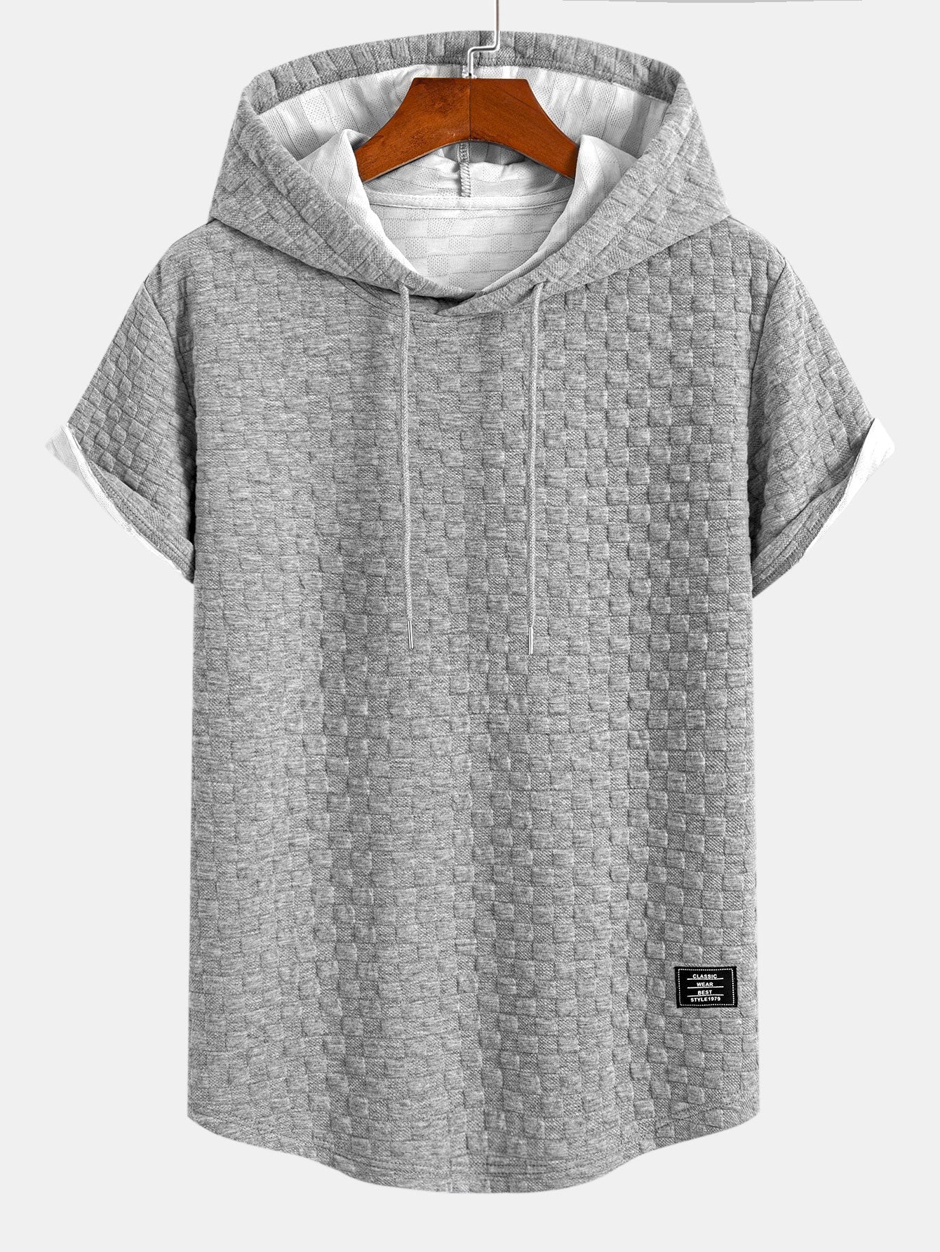 Ensemble sweat à capuche et short en jacquard à damier – Ensemble décontracté d'été
