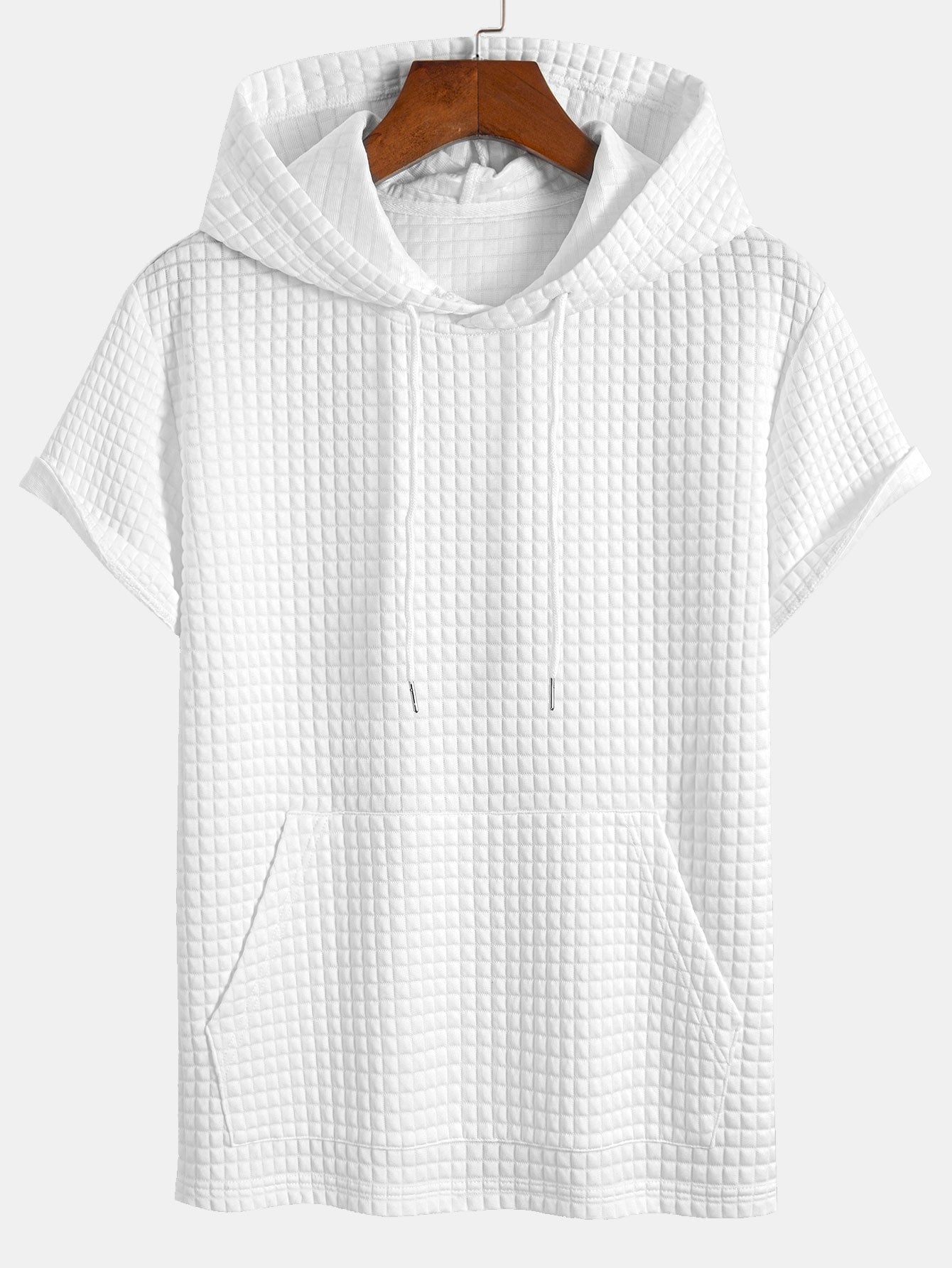 Ensemble t-shirt à capuche et short gaufré à poche kangourou