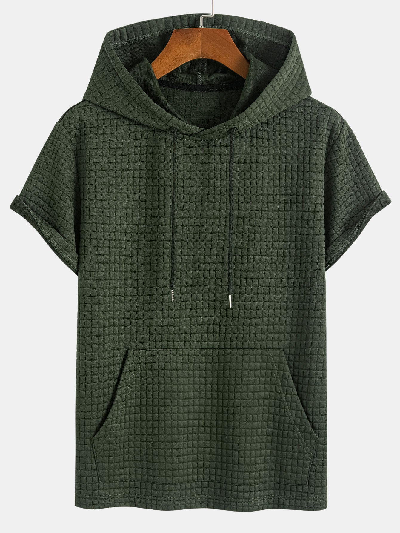Ensemble t-shirt à capuche et short gaufré à poche kangourou