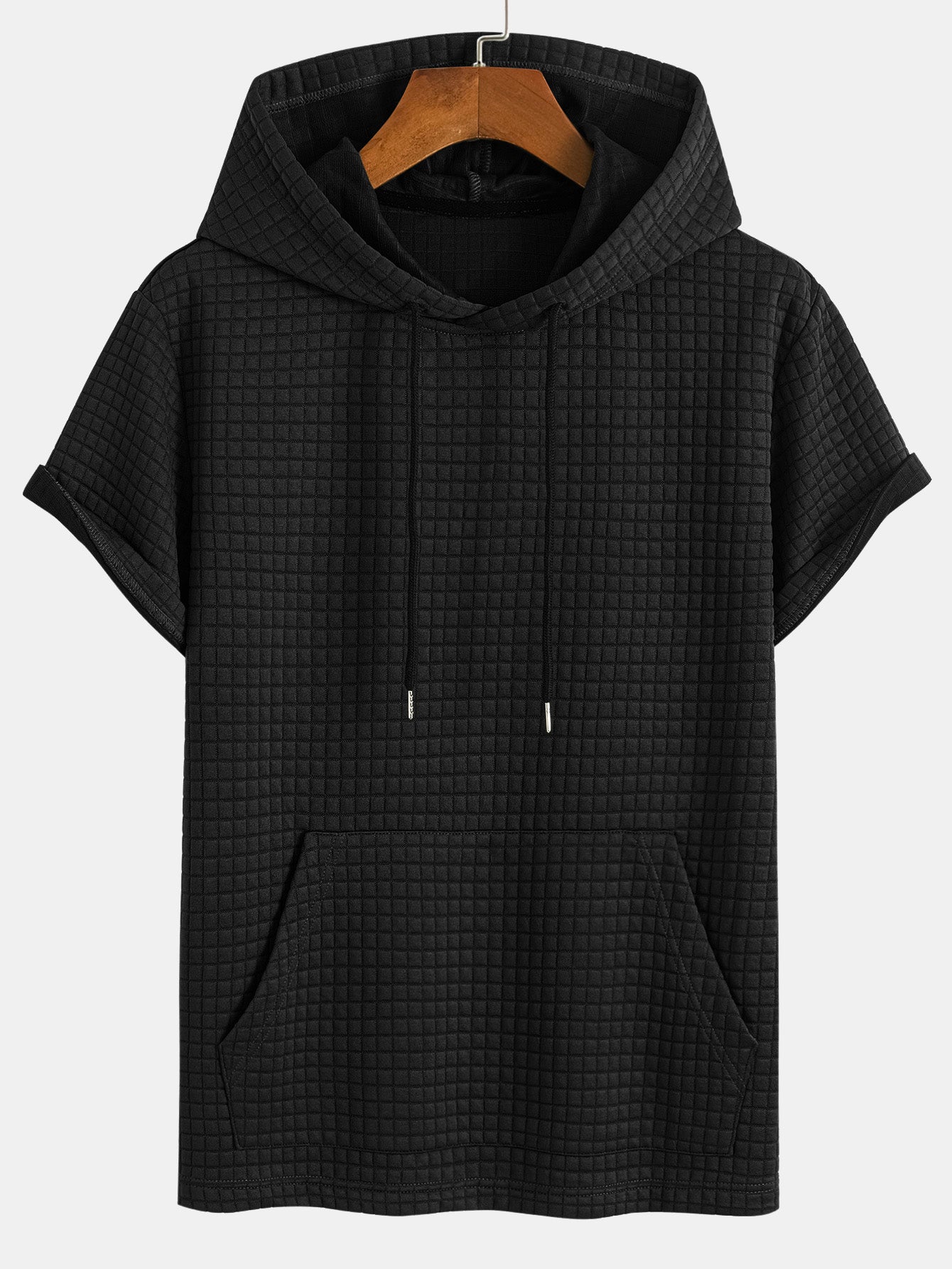 Ensemble t-shirt à capuche et short gaufré à poche kangourou