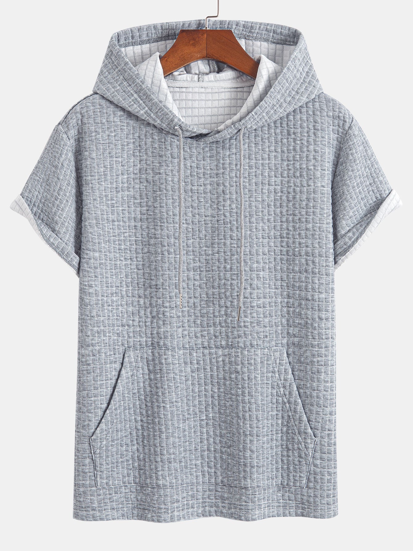Ensemble t-shirt à capuche et short gaufré à poche kangourou