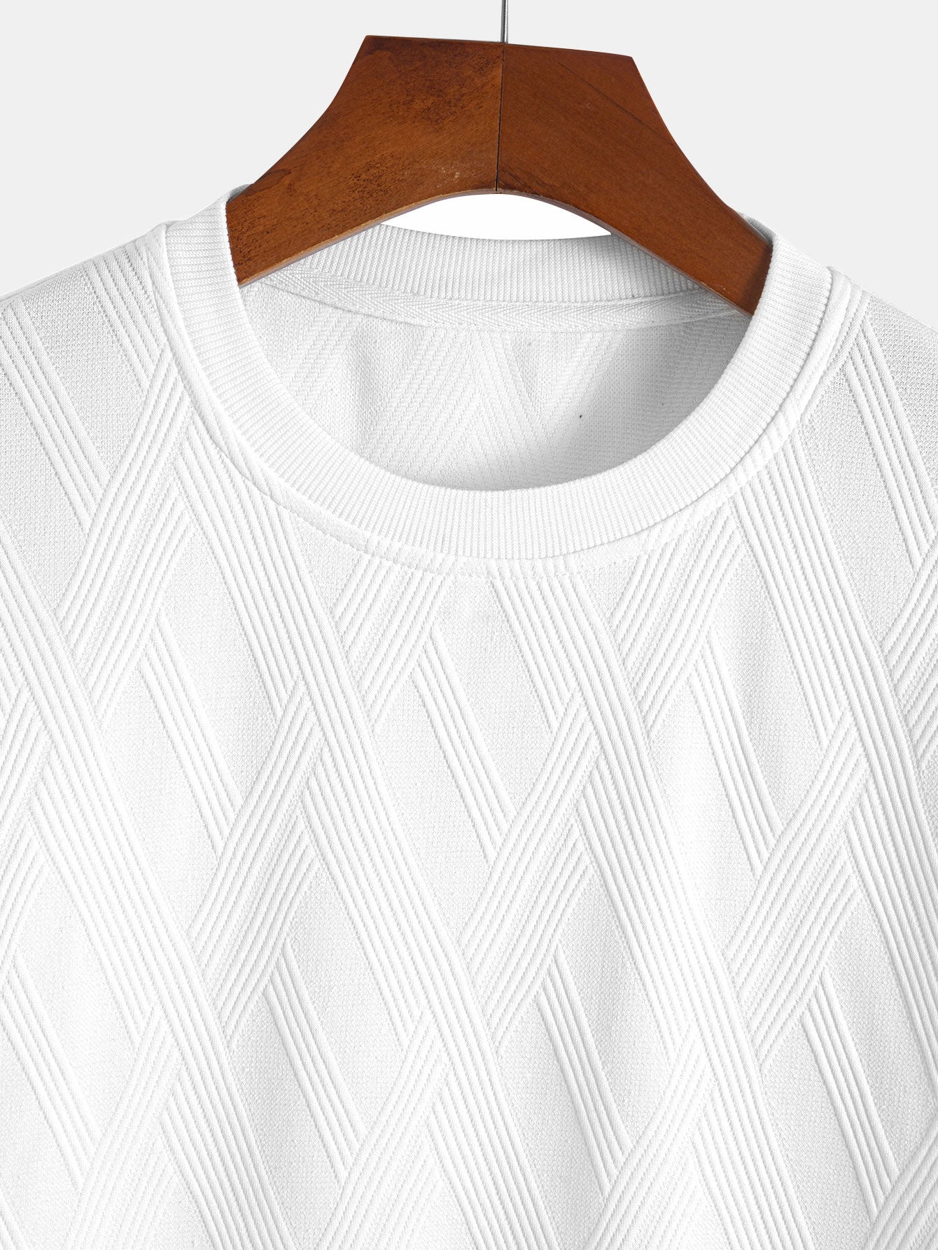 Ensemble t-shirt et short en jacquard diamant – Coupe décontractée pour homme