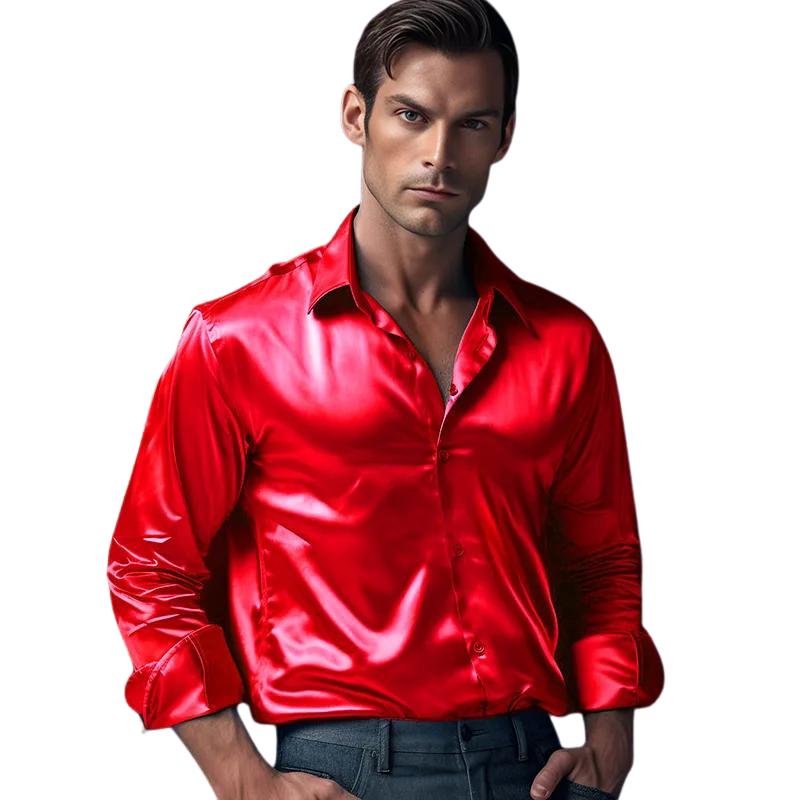 Evander - Blouse moderne en satin pour Homme