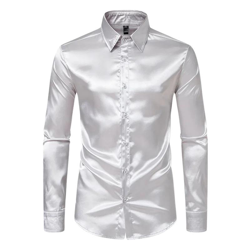Evander - Blouse moderne en satin pour Homme
