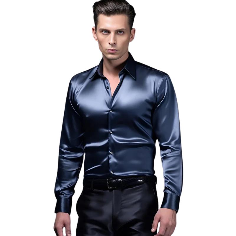 Evander - Blouse moderne en satin pour Homme